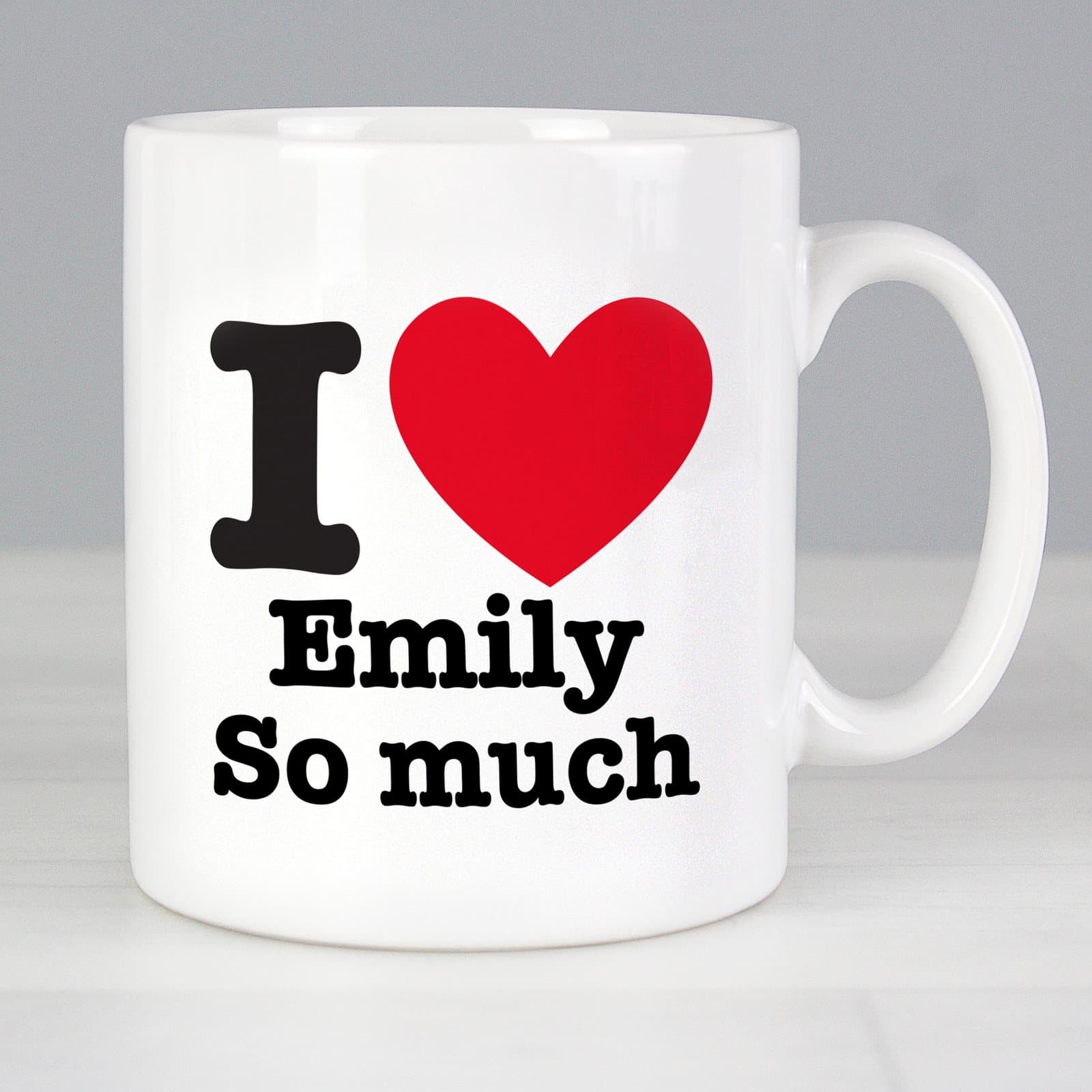 Ceramic I heart mug personalised on the front