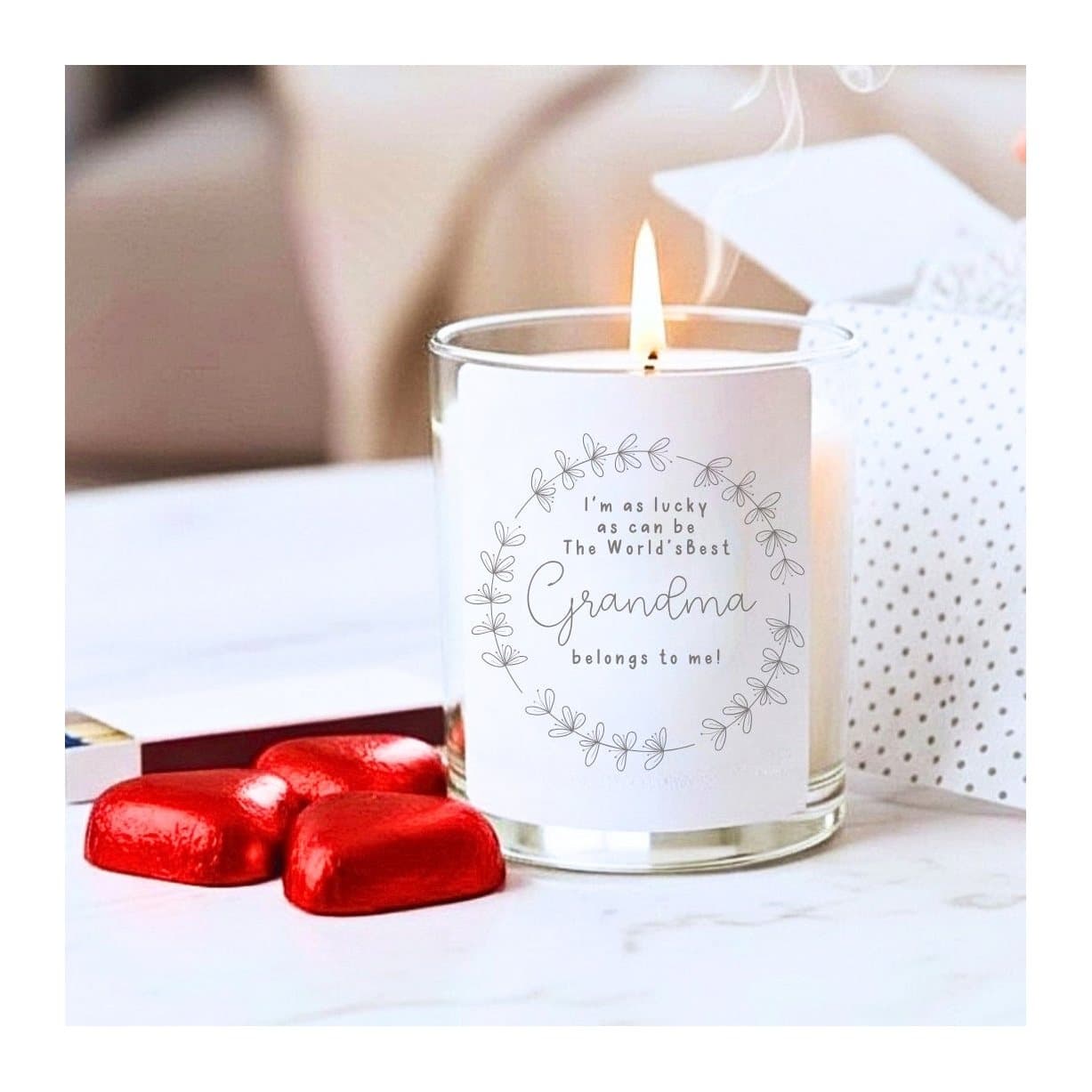 Pastel flower candle with 'The World's Best Grandma' wording, in a gift box