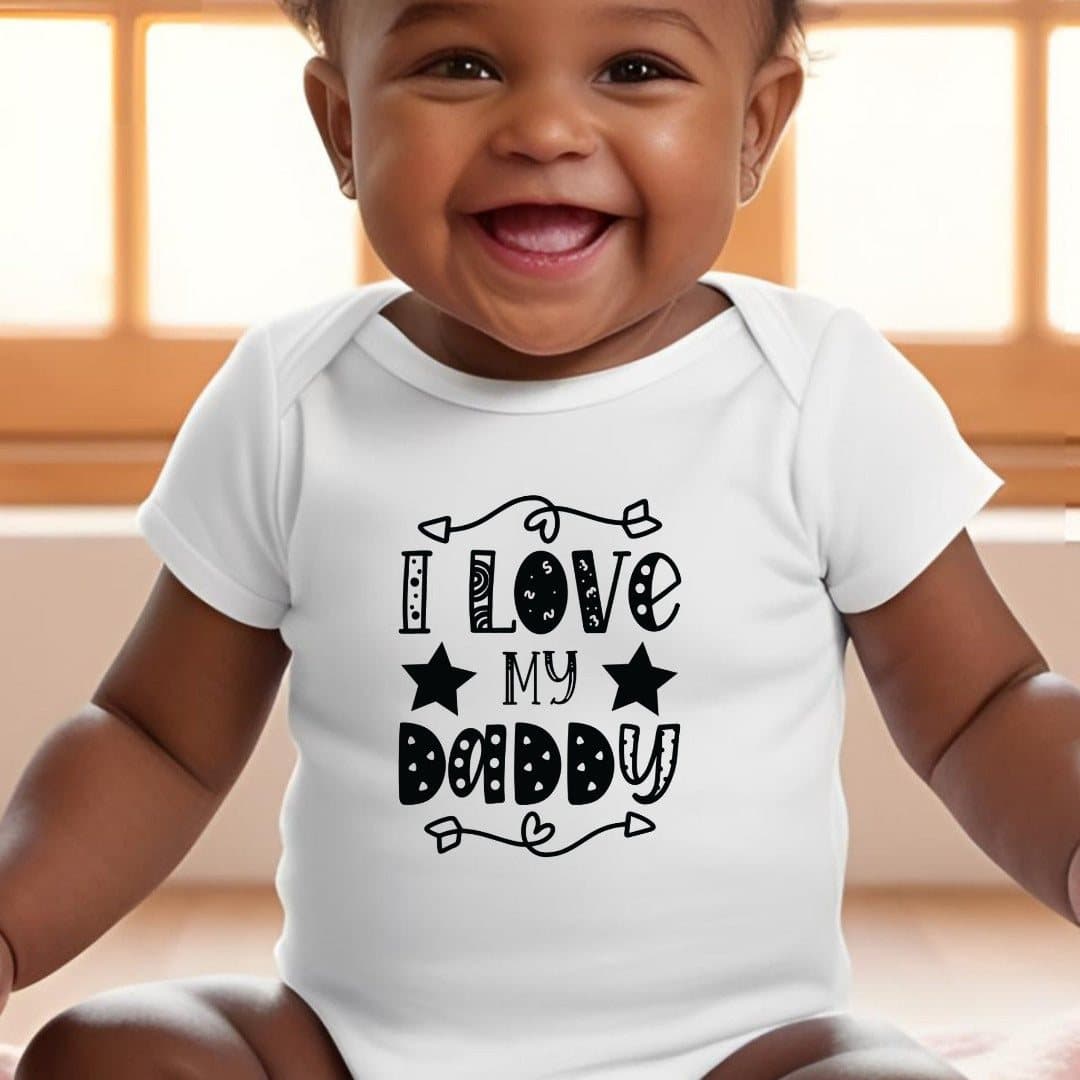 Black and white I Love My Daddy personalised baby grow, vest or bib