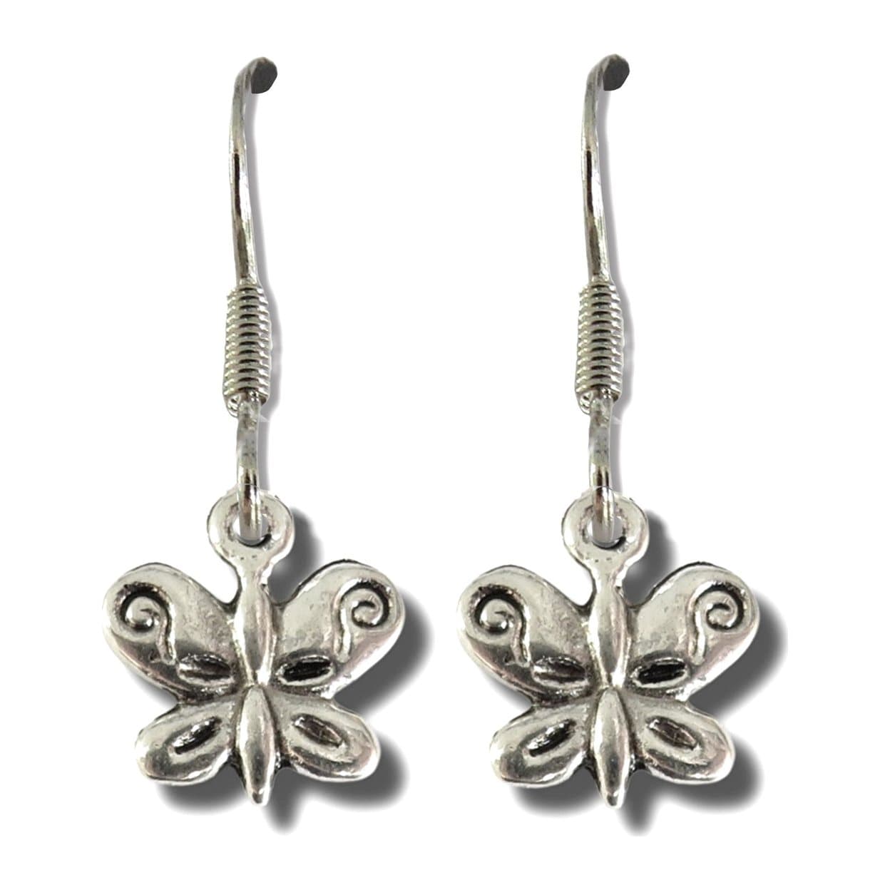 Butterfly drop earrings, a butterfly charm with drop hooks