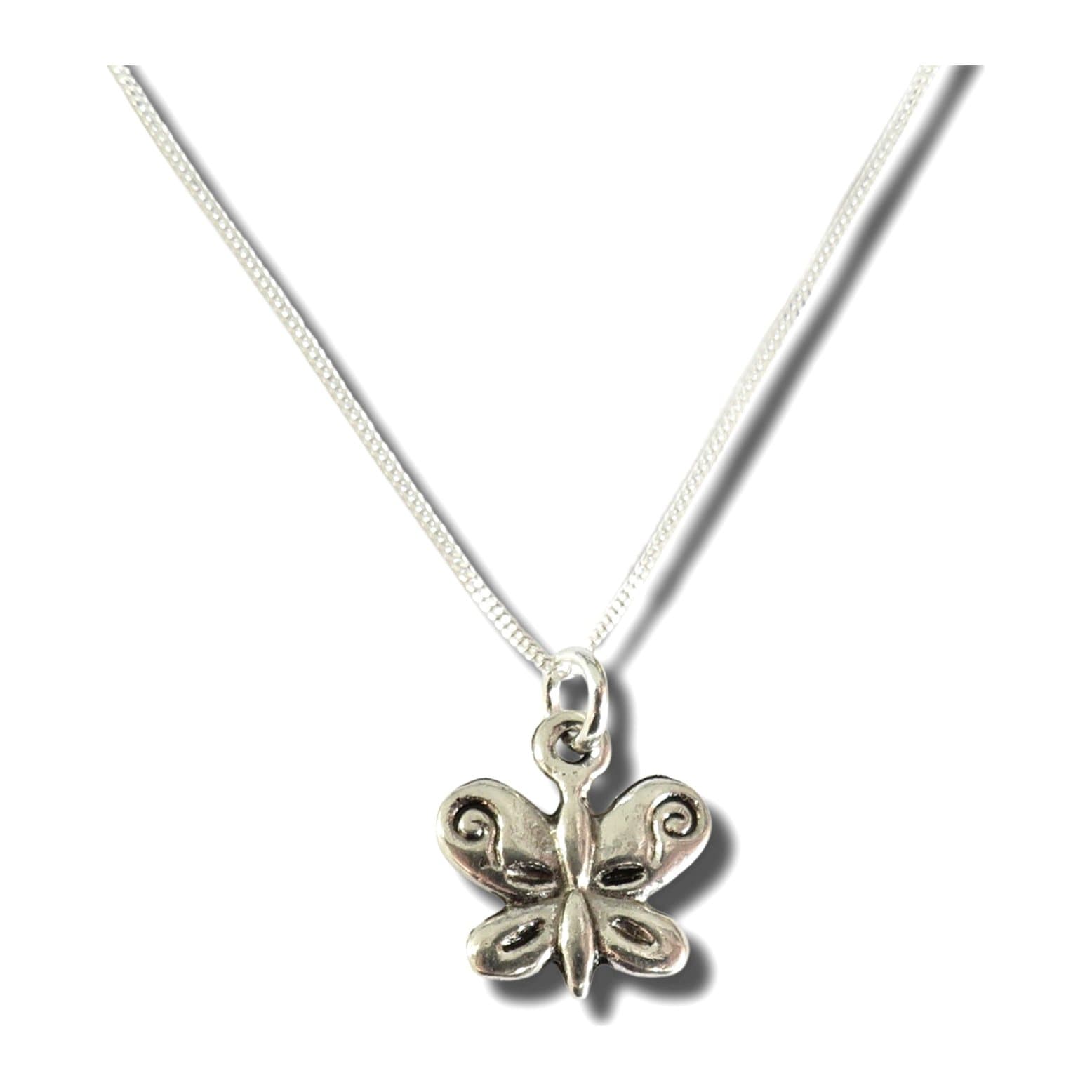 Silver butterfly charm on a 16 inch silver chain