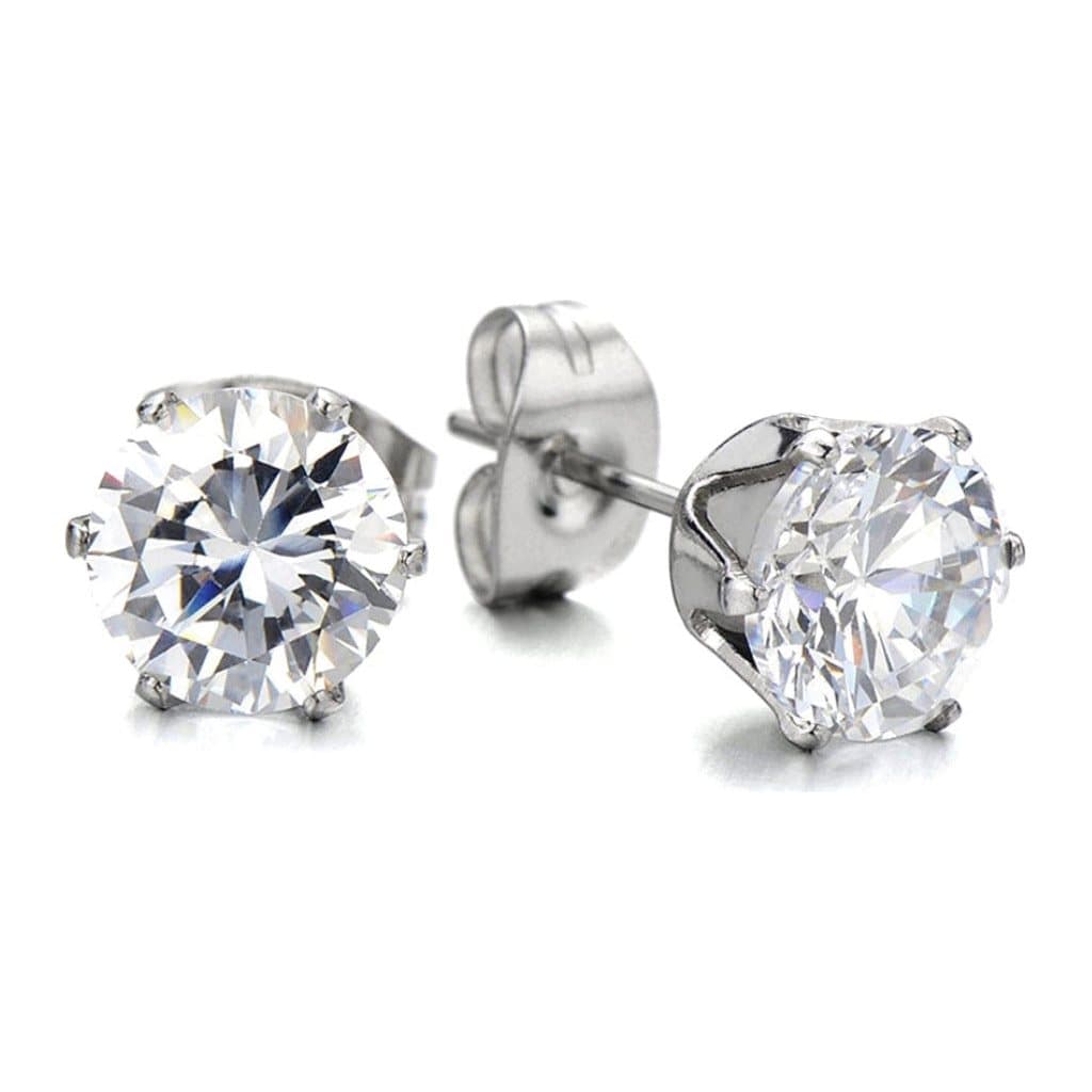 Cubic zirconia stud earring with a 6 mm stone