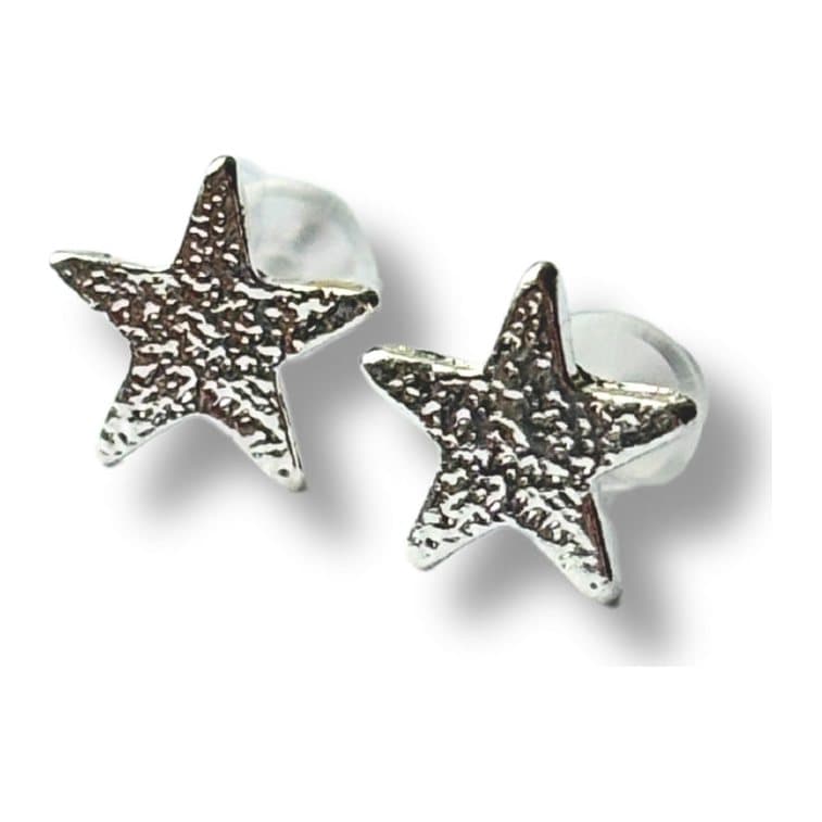 Dotty star stud earrings in sterling silver, 10 mm