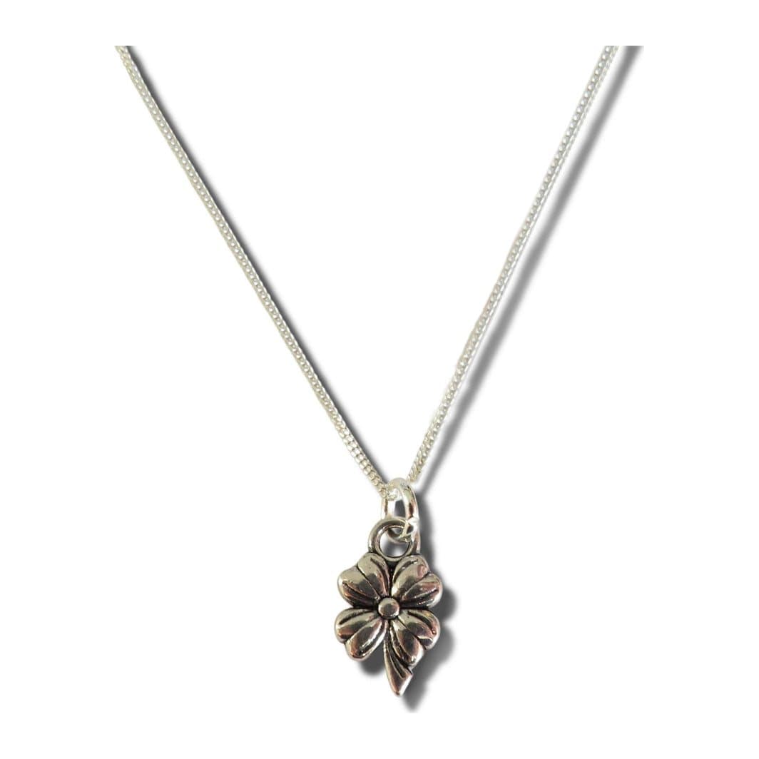 Silver flower charm necklace on a 16 inch chain