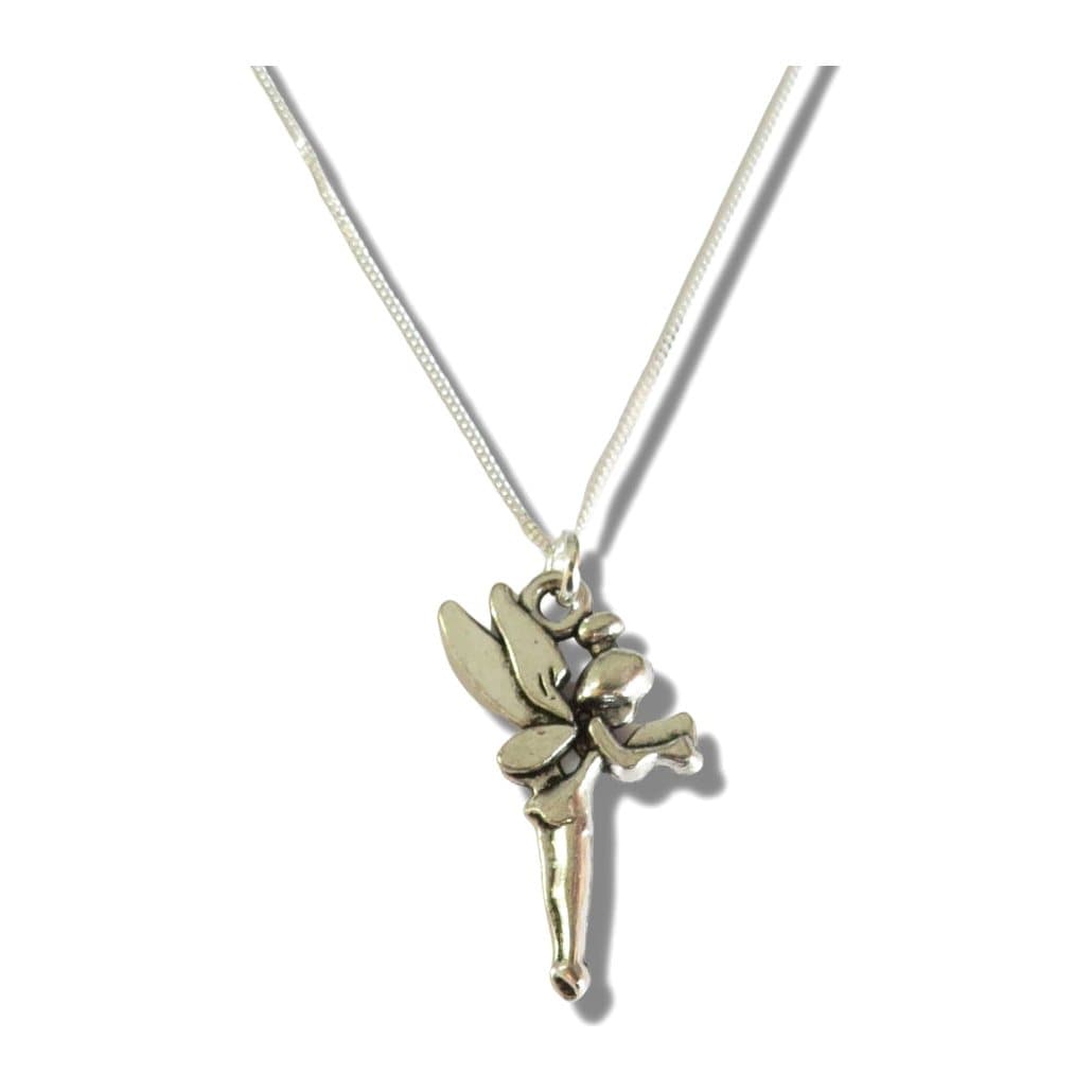 Girls silver fairy necklace with a fairy charm on a silver chain