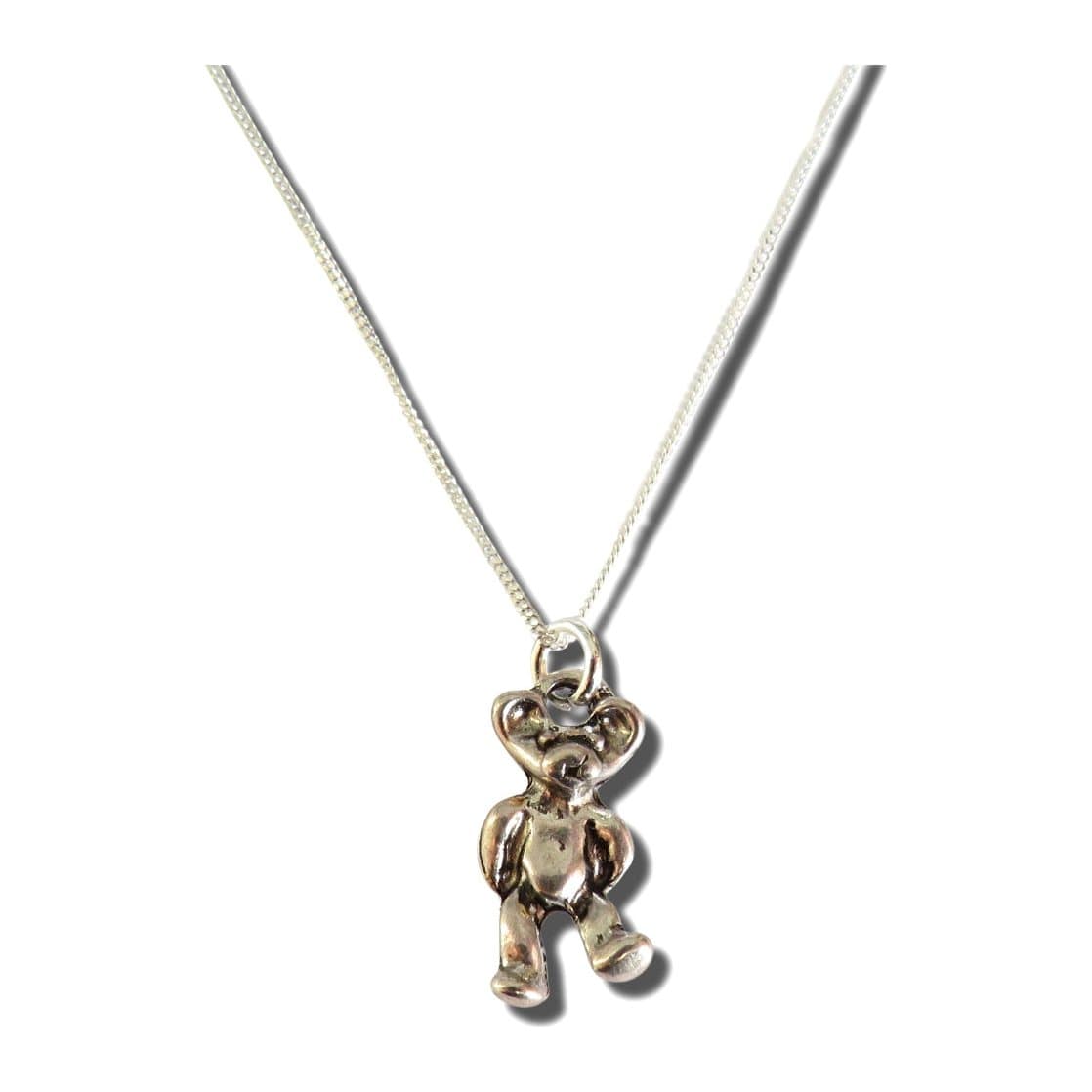 Girls silver teddy bear charm necklace