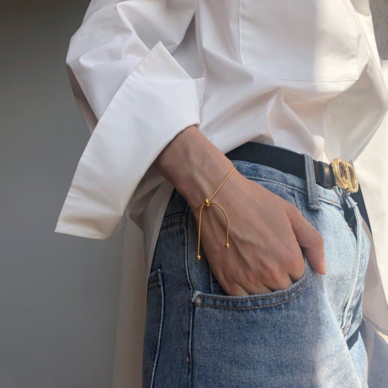 Gold simple slider bracelet in gold plated titanium steel