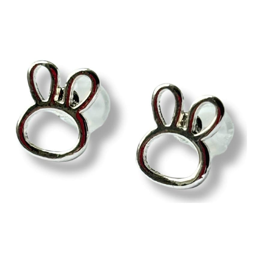Hollow bunny stud earrings in sterling silver