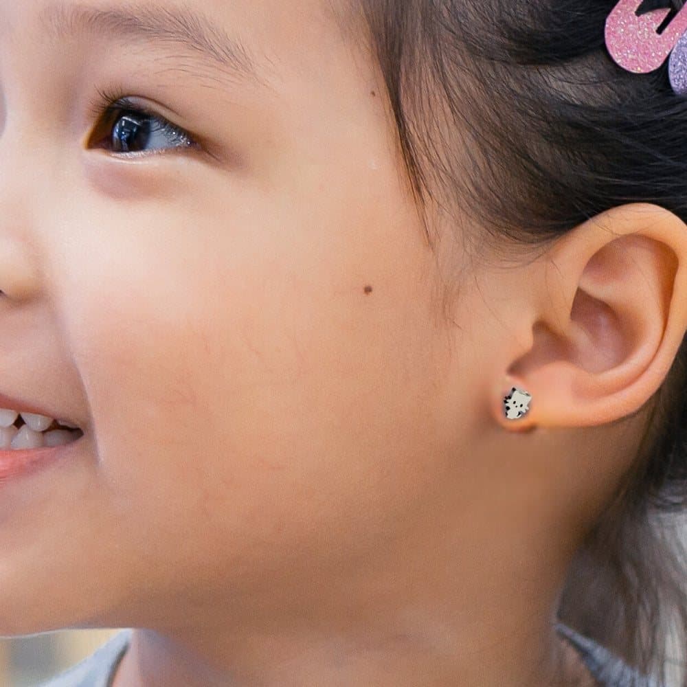 Kitty cat stud earrings in stainless steel