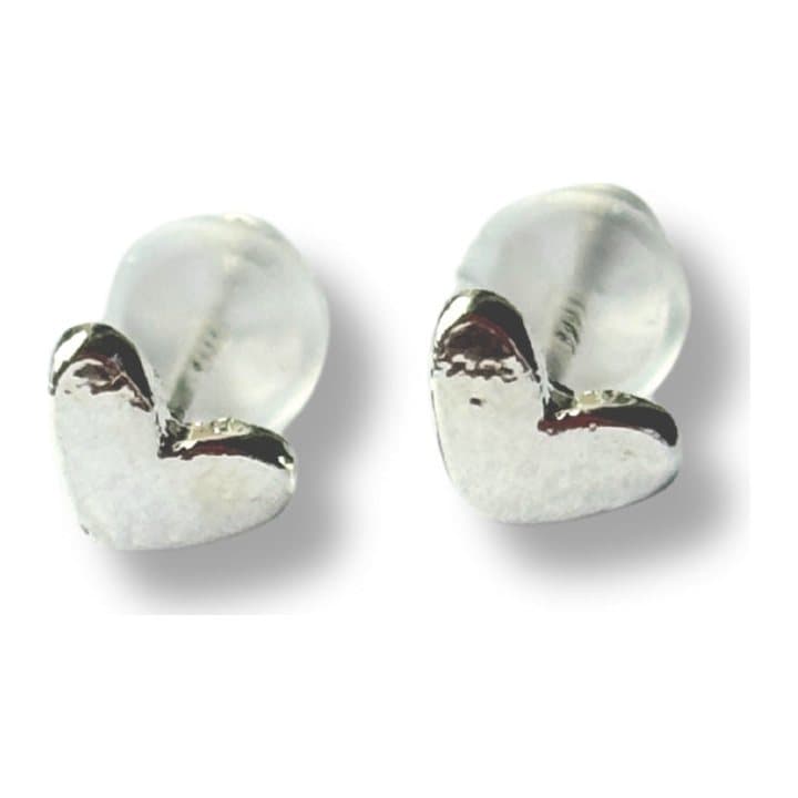 Little silver heart stud earrings in sterling silver