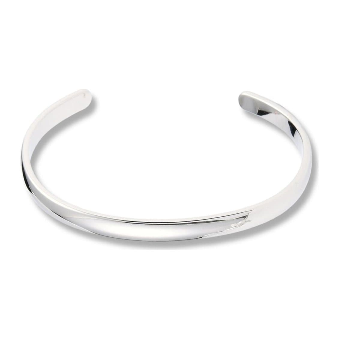 Men's silver stainless steel bangle with a polished silver finish