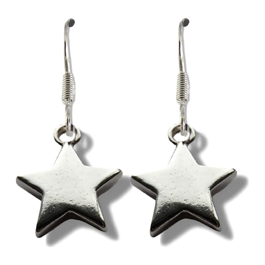 Silver star earrings and red foiled milk chocolate hearts in a Christmas mini gift hamper