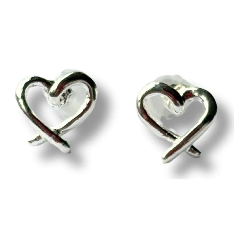 Silver heart stud earrings in sterling silver
