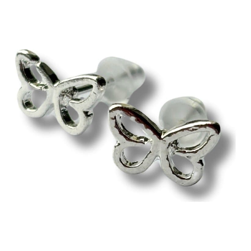 Open butterfly silver stud earrings in sterling silver
