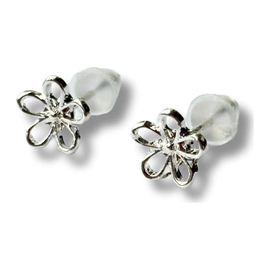 Silver open daisy stud earrings