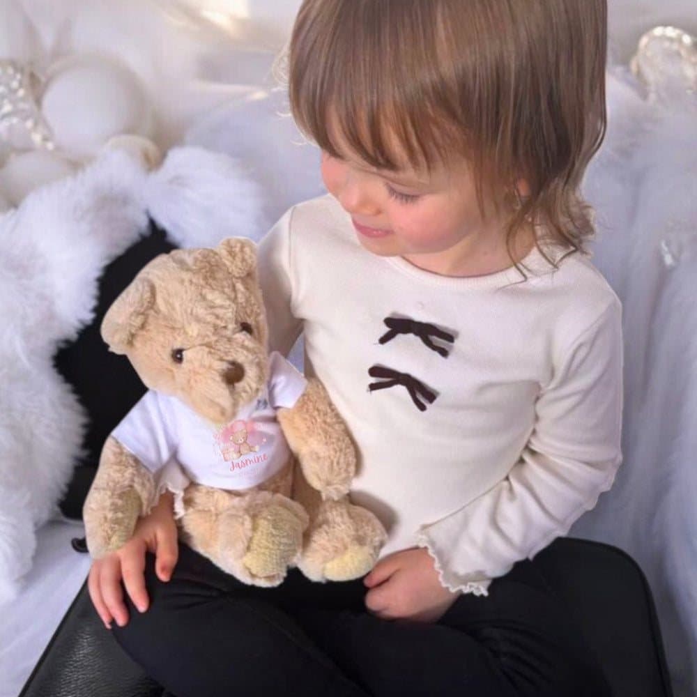 Personalised 1st Christmas fir tree baby gift box with a teddy and a baby vest