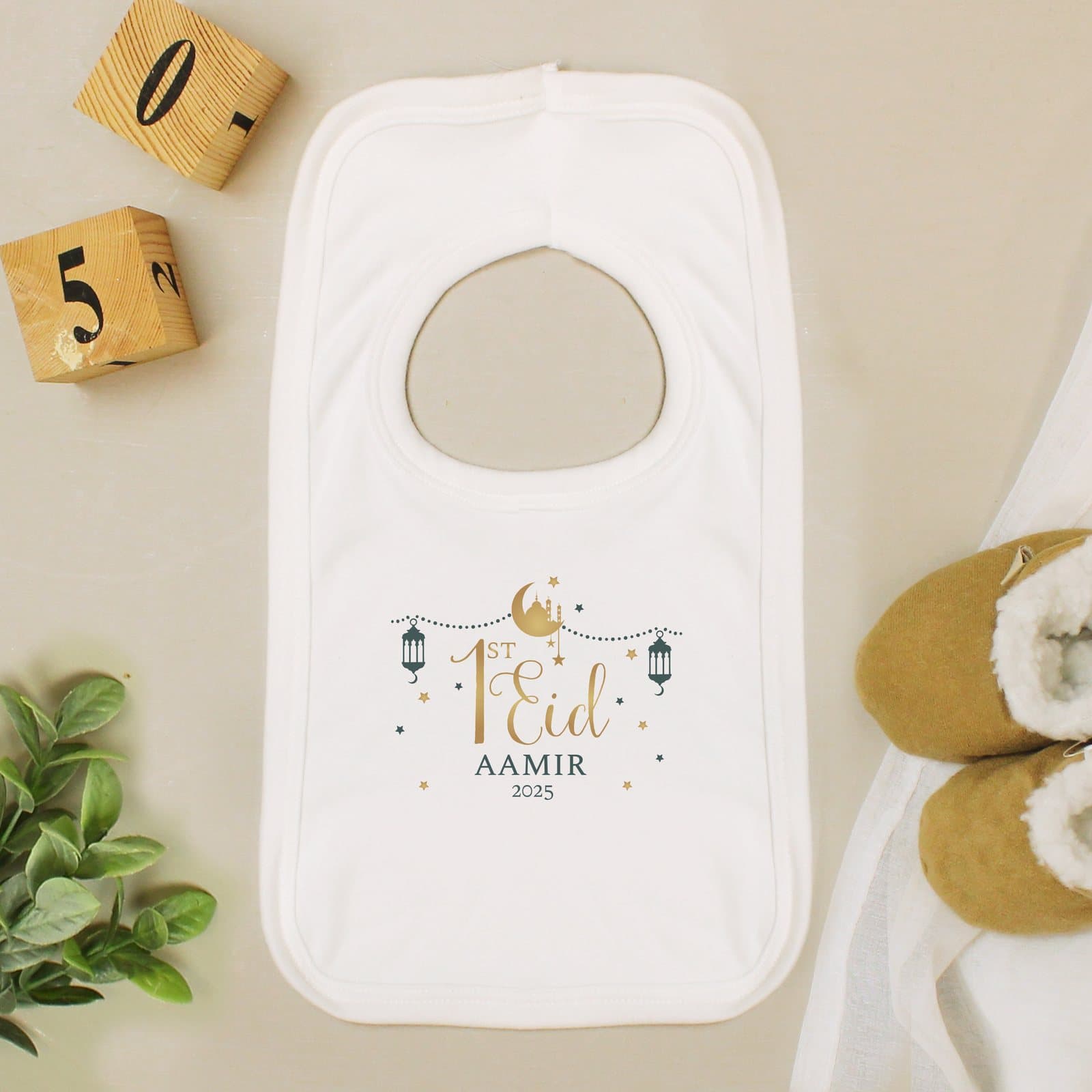 Personalised 1st Eid baby bib in 100% cotton