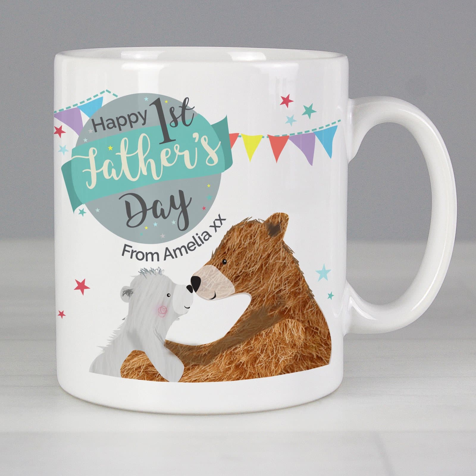Ceramic Daddy Bear mug with Happy 1st Father's Day text