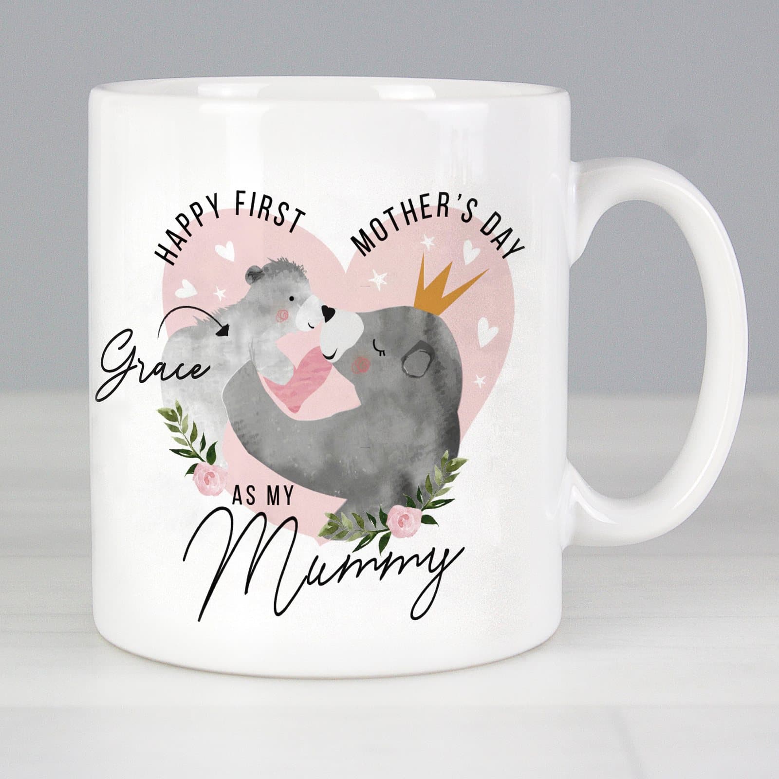 Ceramic Mama Bear mug with Happy First Mother's Day text