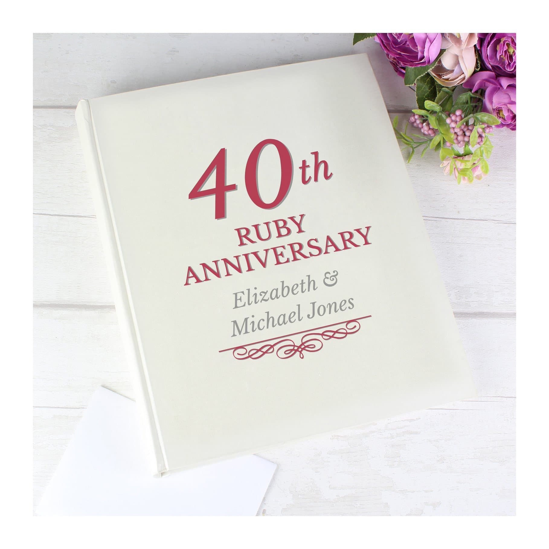 Traditional personalised 40th Ruby Anniversary photo album
