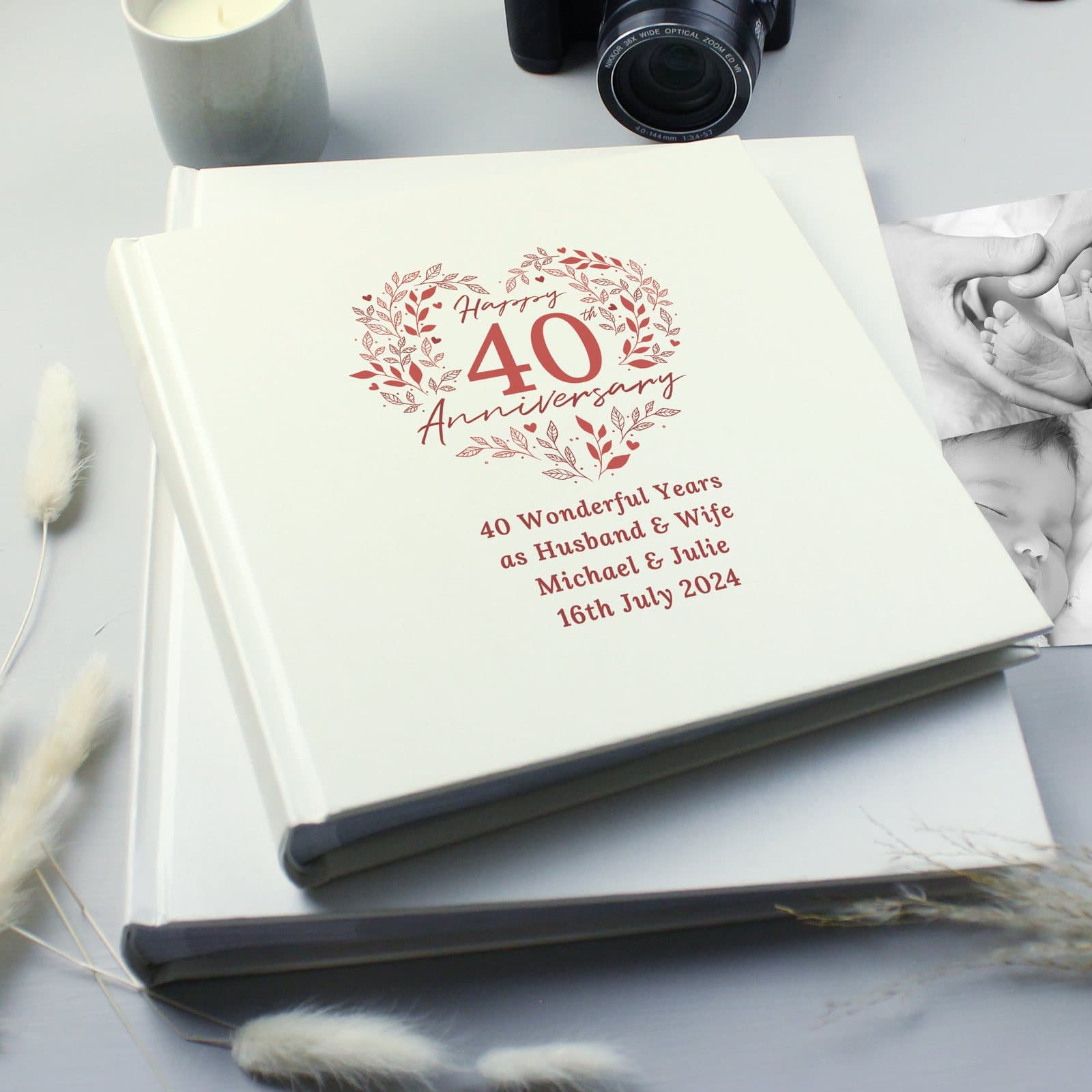 Square personalised 40th Anniversary photo album