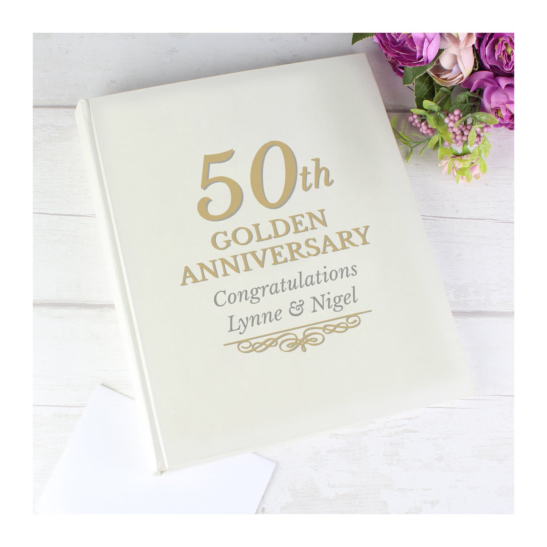 Traditional personalised 50th Golden Anniversary photo album