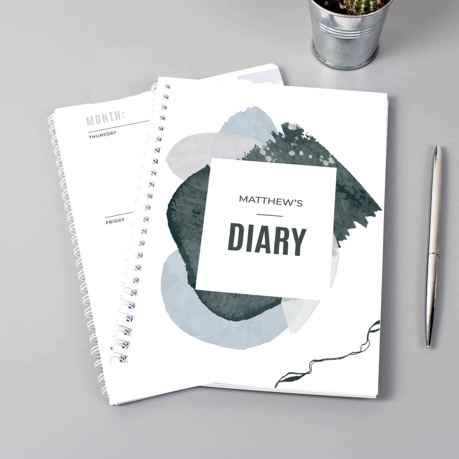 Personalised abstract A5 softback diary with a name