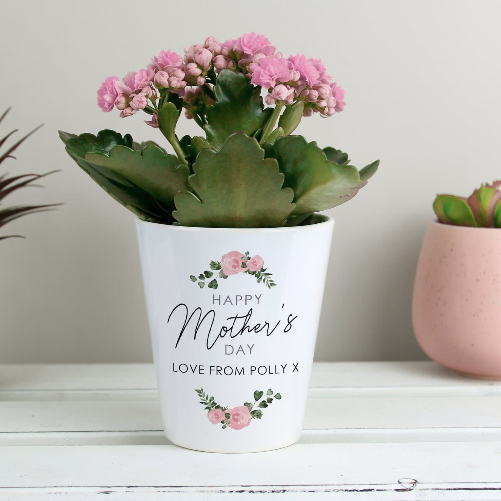 Personalised abstract rose Happy Mother's Day ceramic plant pot