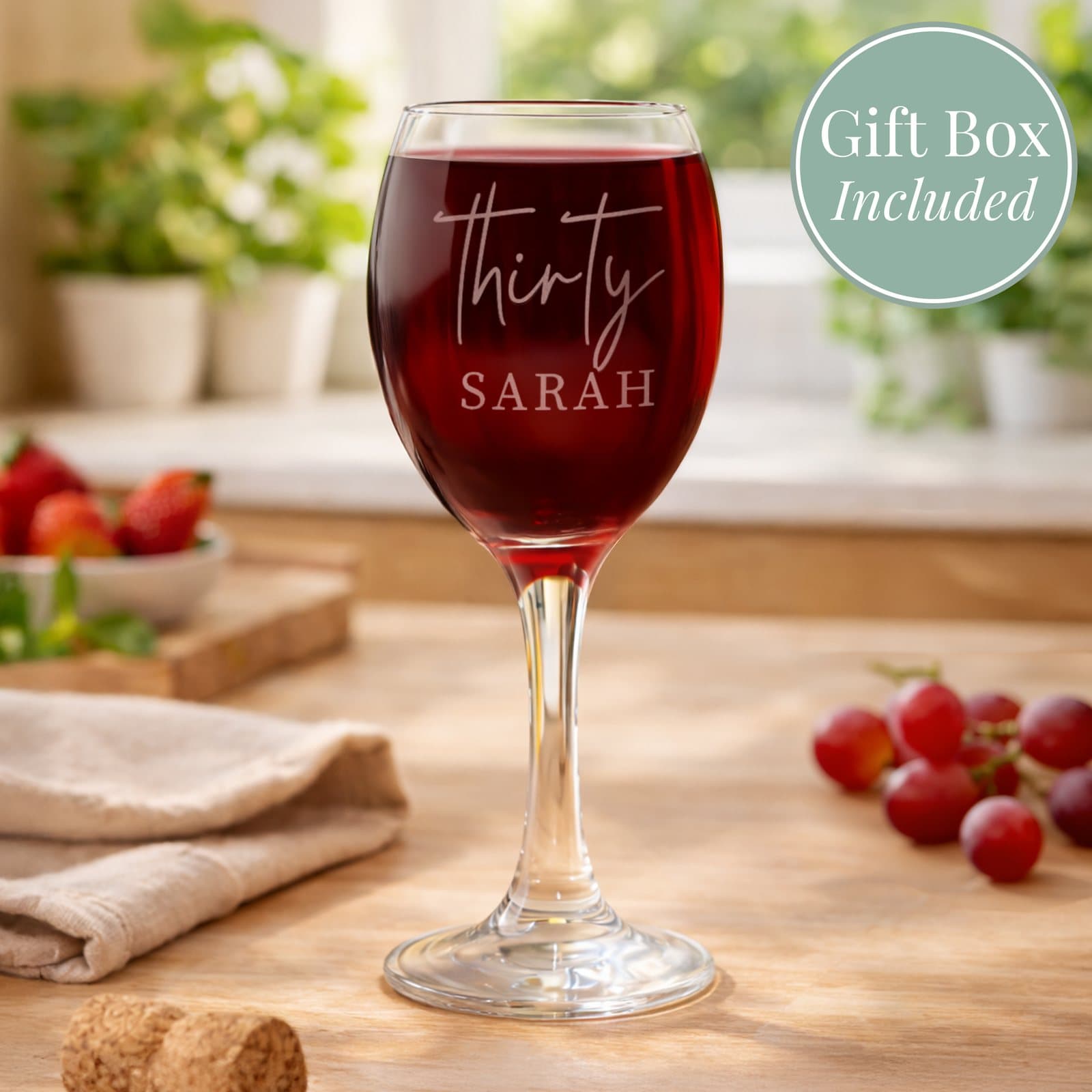 Personalised age and name wine glass