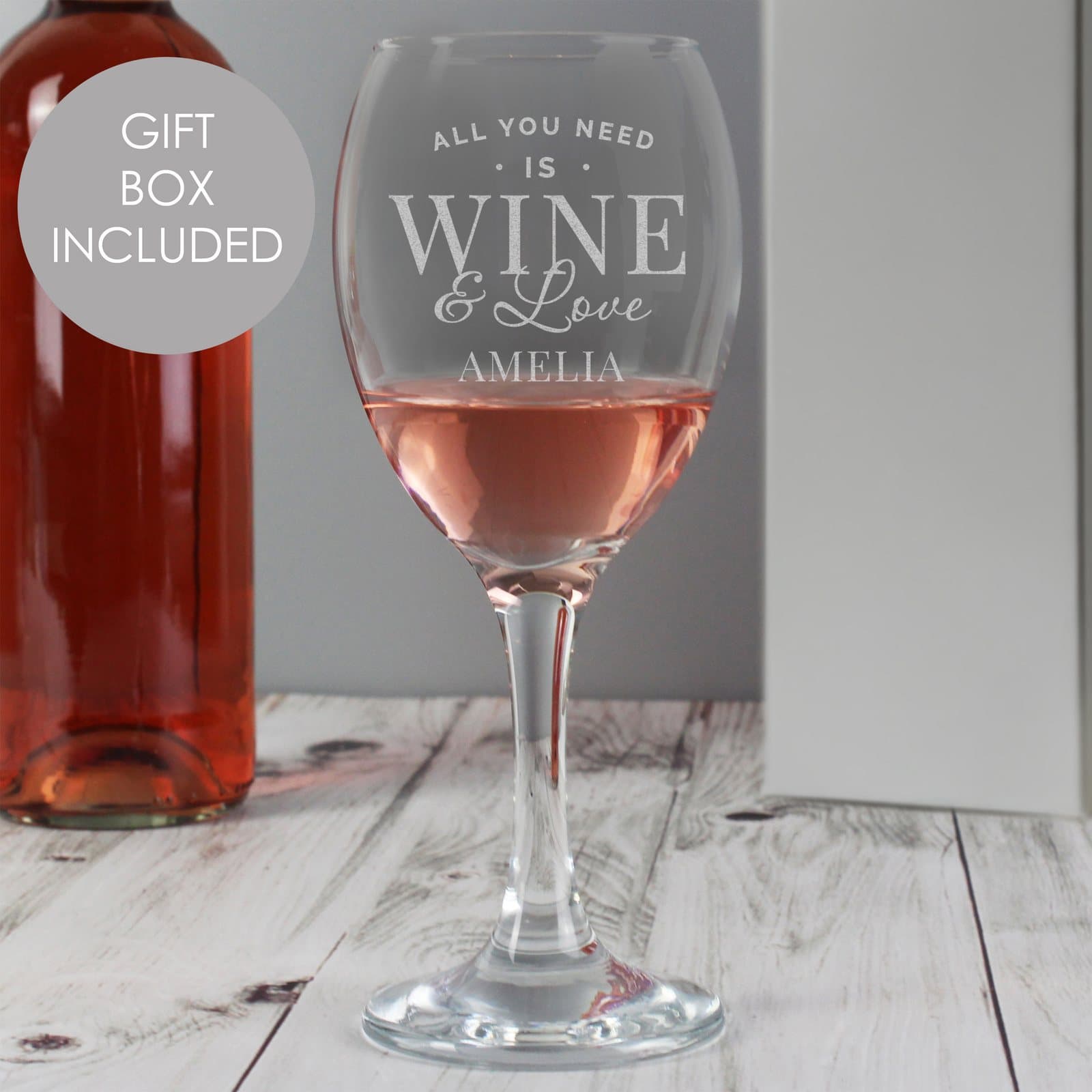 Personalised All You Need Is Wine wine glass with a name