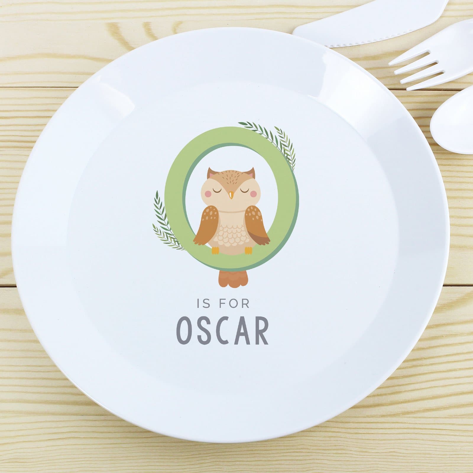 Personalised animal alphabet plastic plate for children