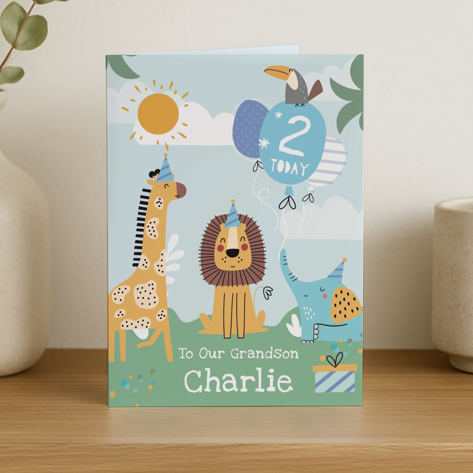 Animals birthday card with animal illustrations for a child's birthday
