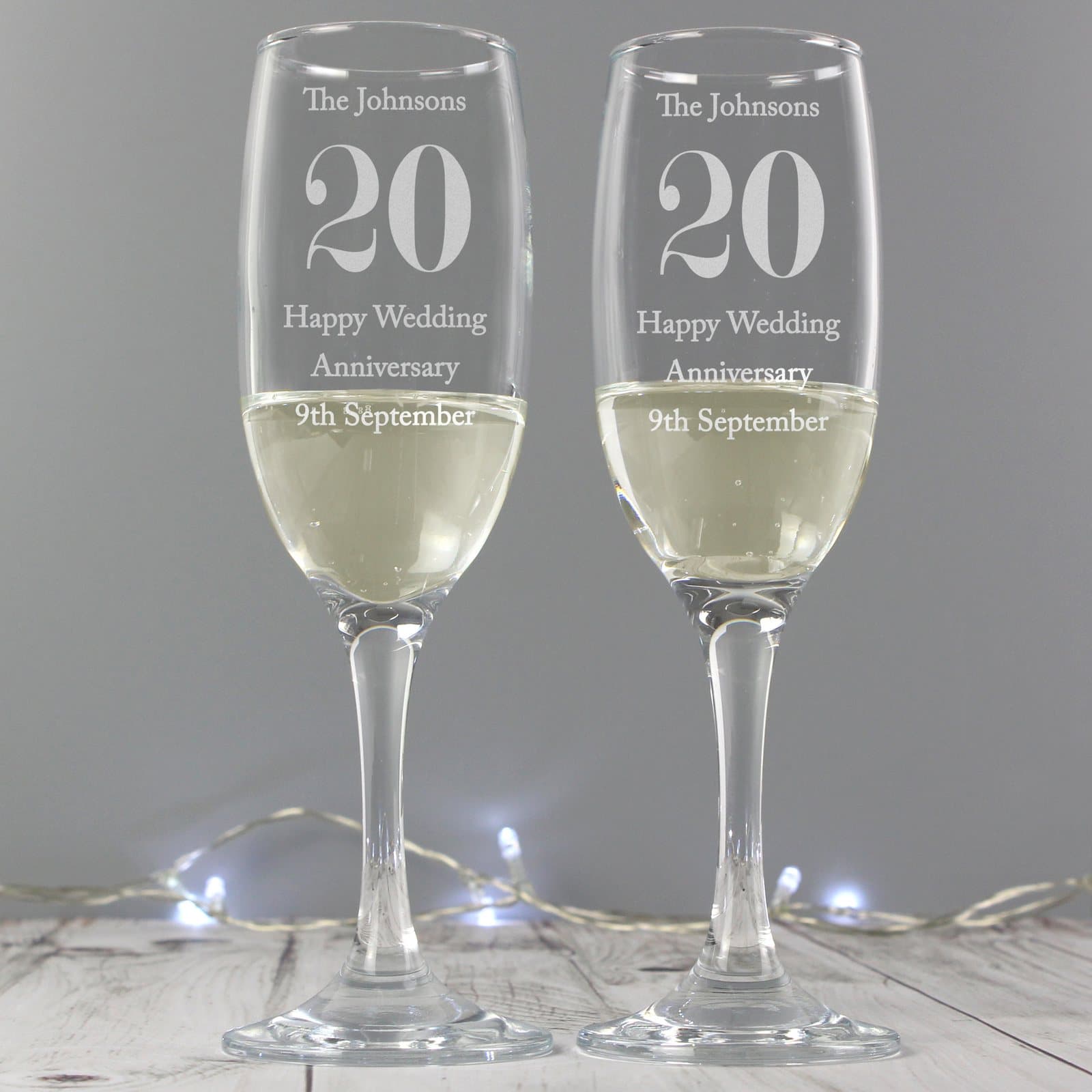 Personalised anniversary pair of flute glasses