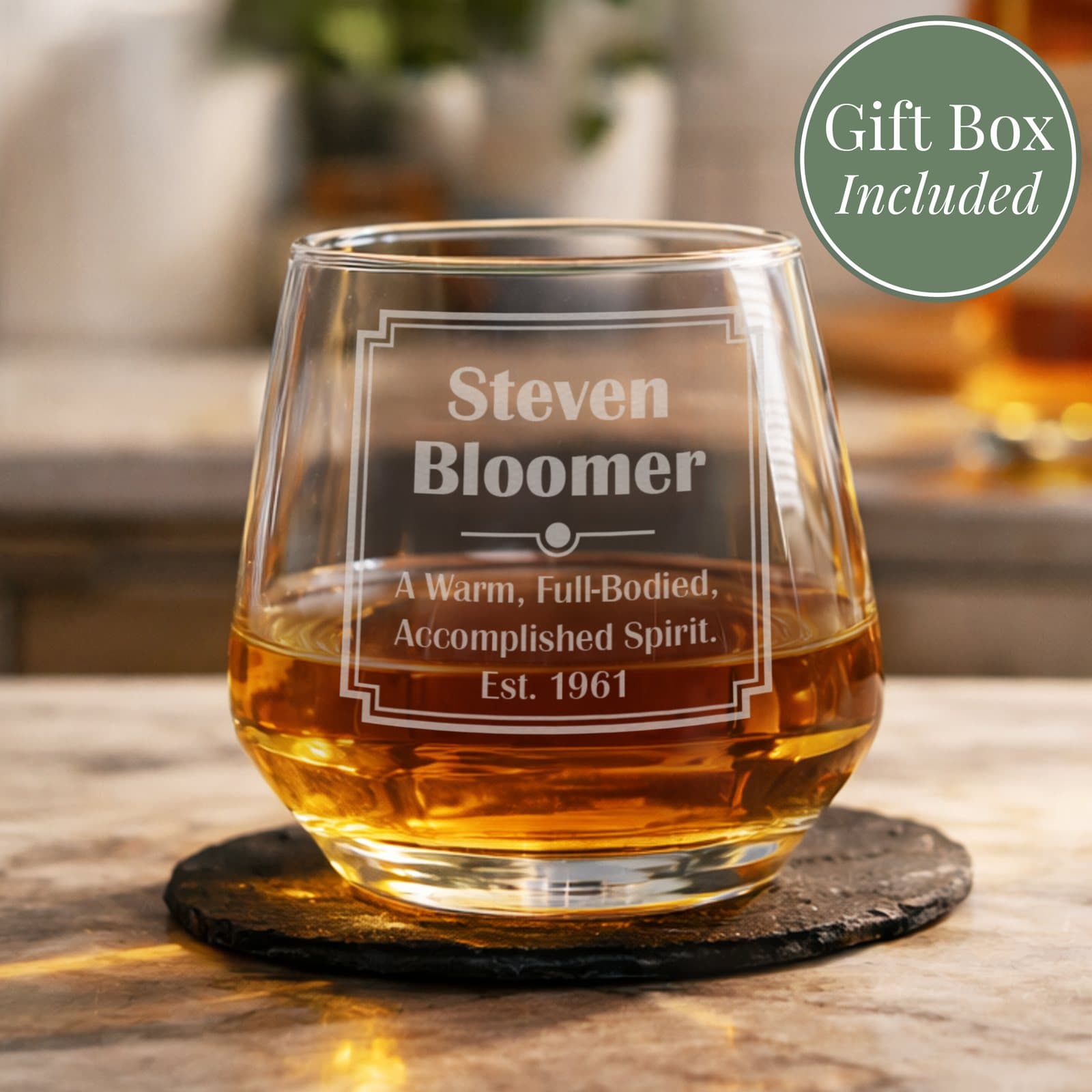 Personalised art deco whisky tumbler