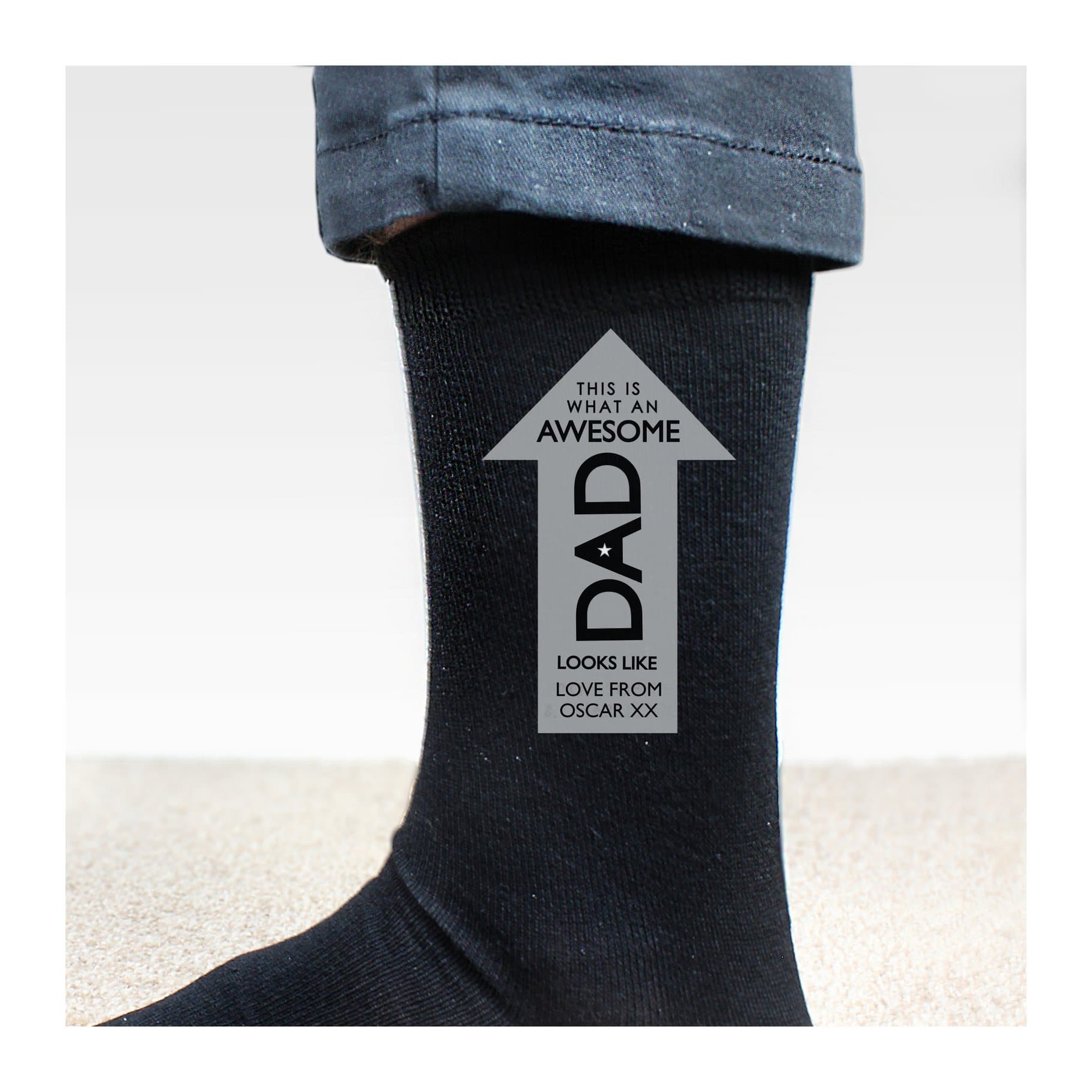 Personalised Awesome Dad men's socks with This is what an awesome DAD looks like
