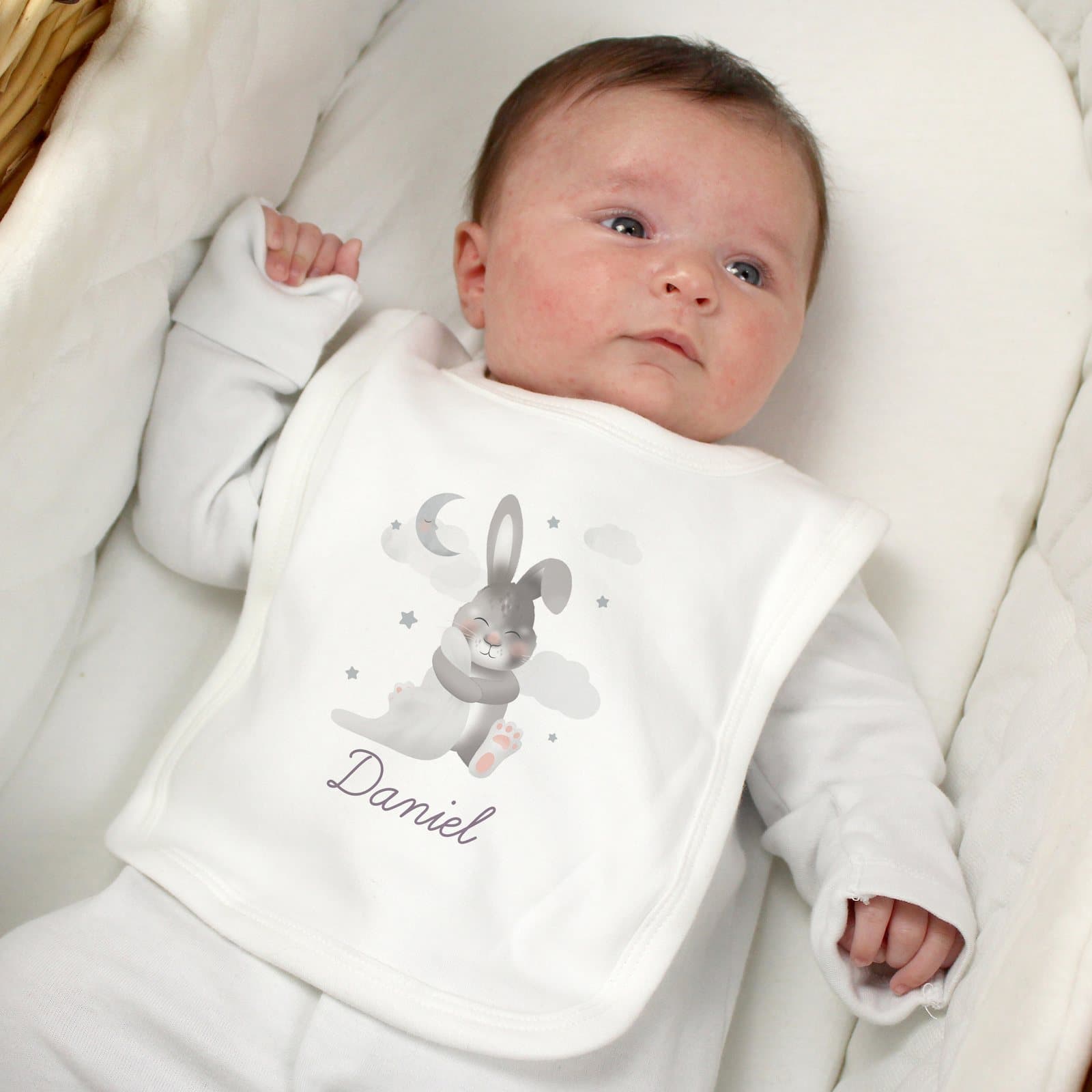 Personalised baby bunny bib in 100% cotton