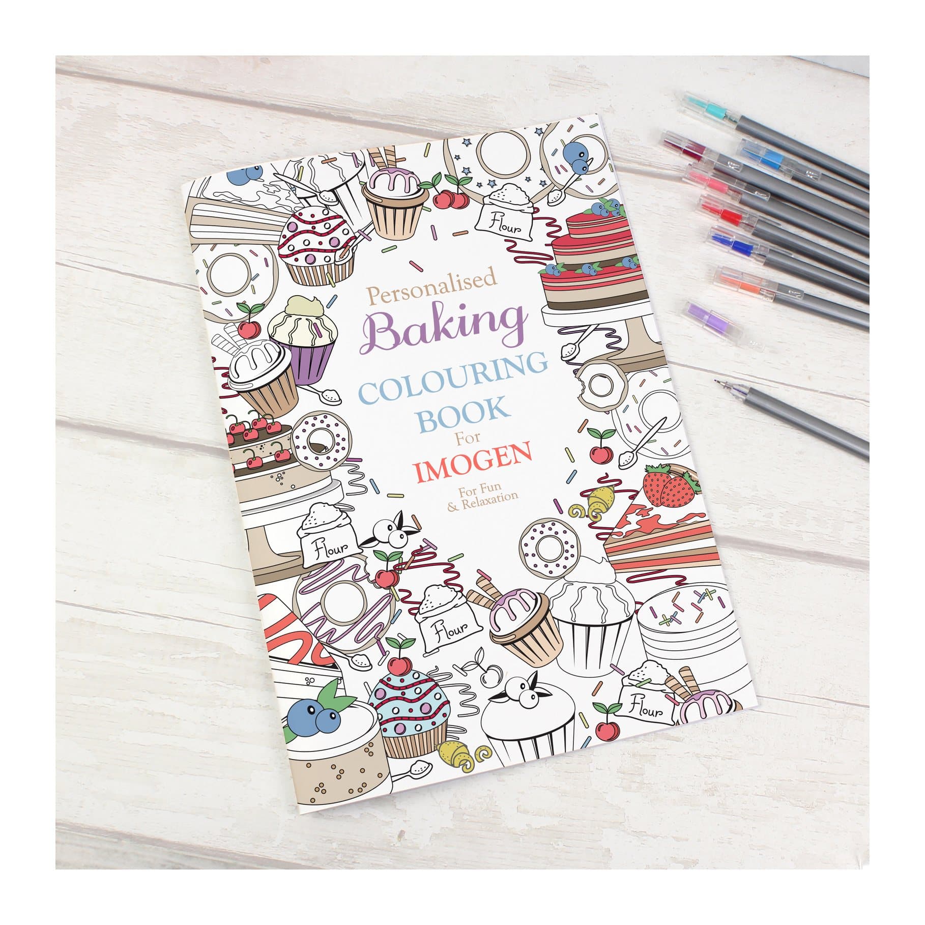 Personalised baking colouring book, A4 size