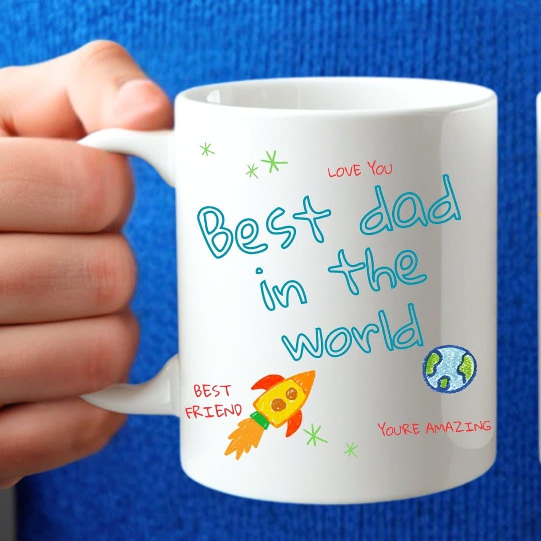 Personalised Dad mug with the Dad design printed on both sides