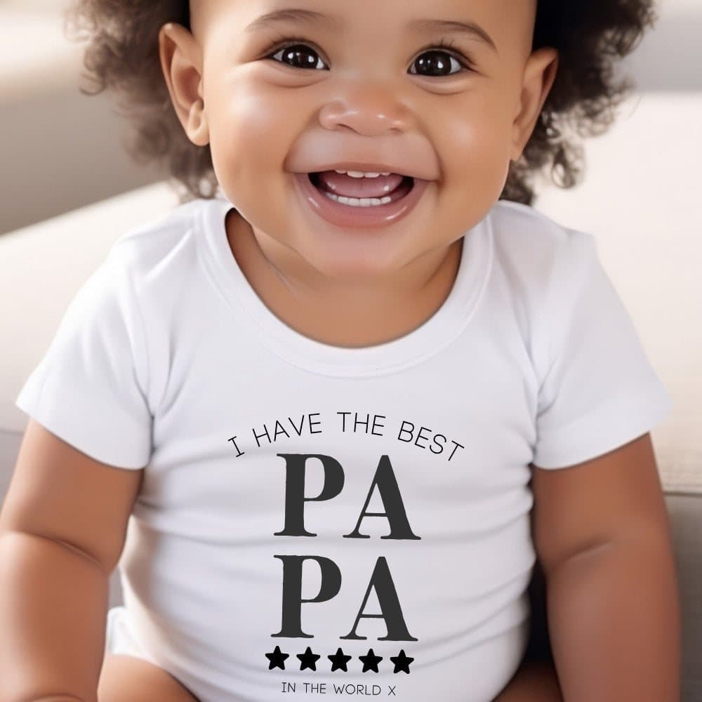 Personalised Best Papa baby outfit with the Best Papa design and a name