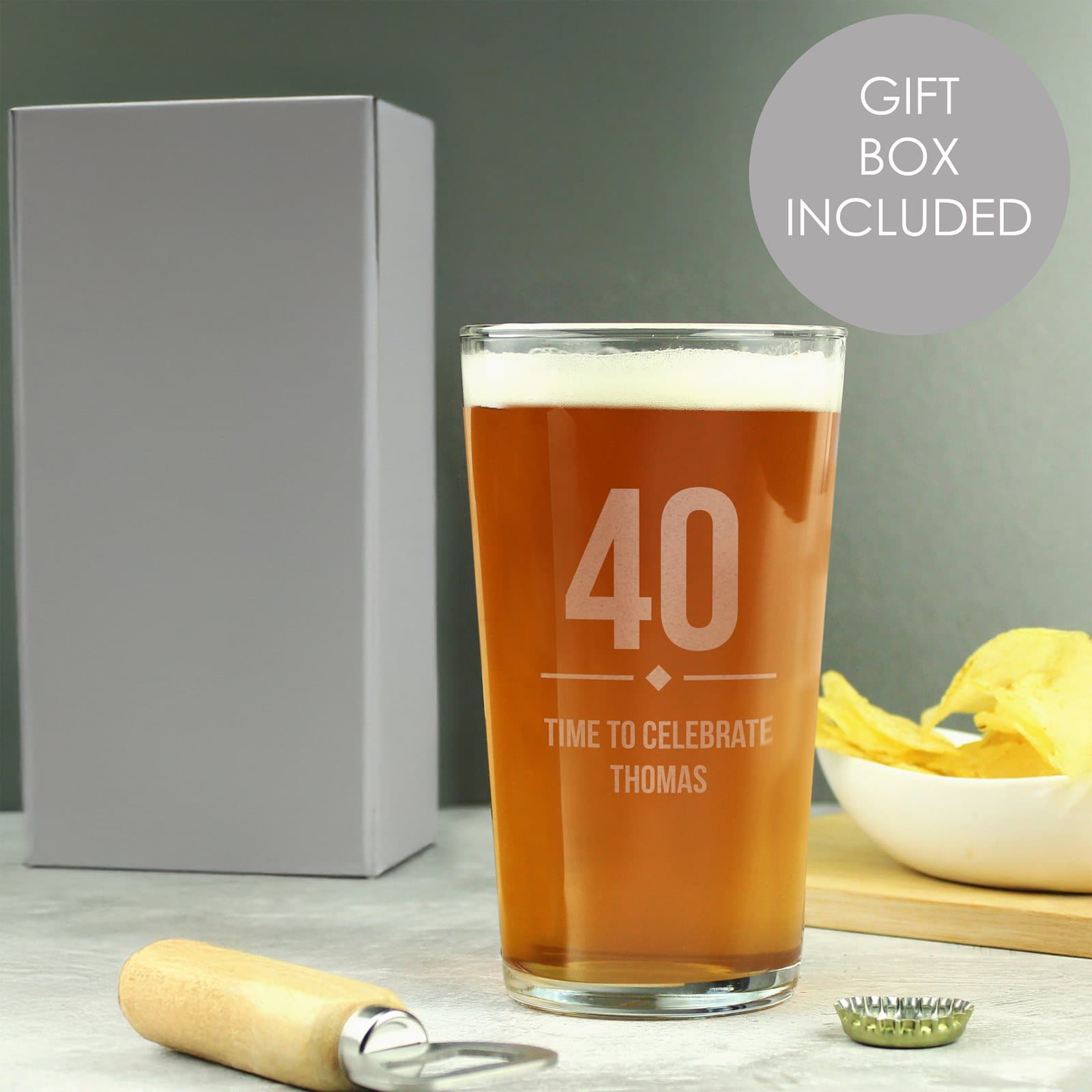 Personalised big age birthday pint glass