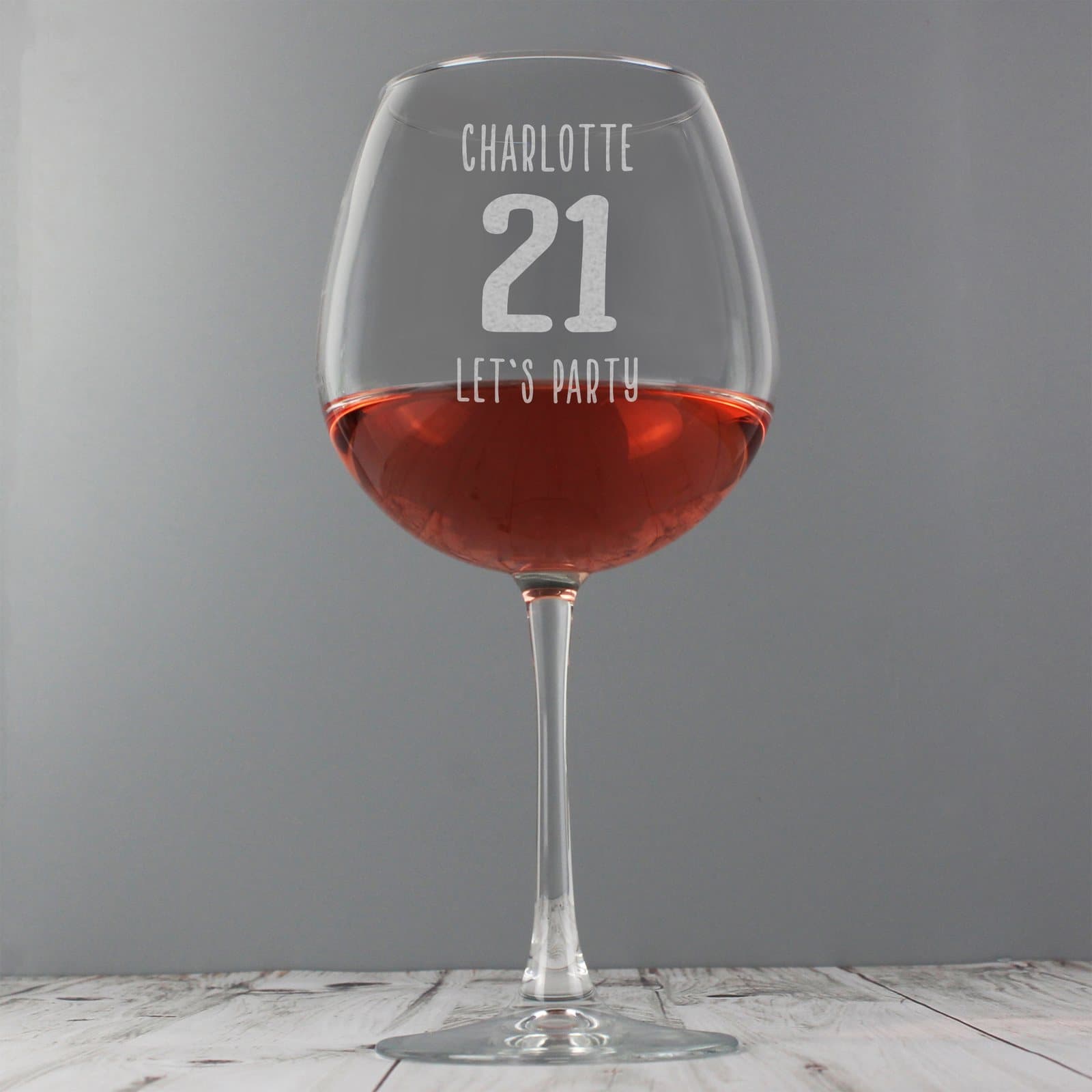 Personalised big age bottle of wine glass
