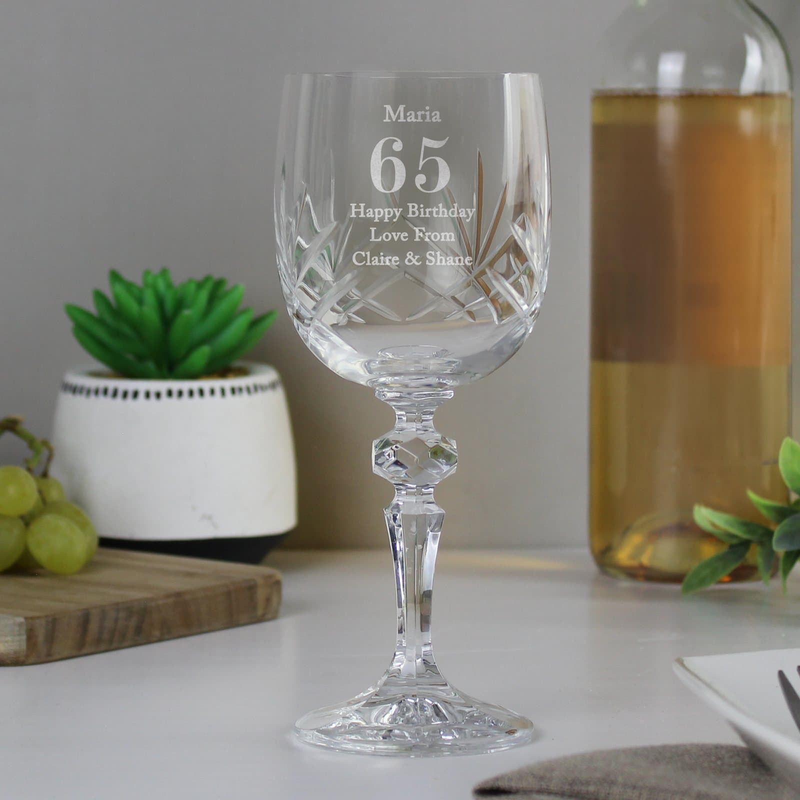 Personalised big age cut crystal wine glass