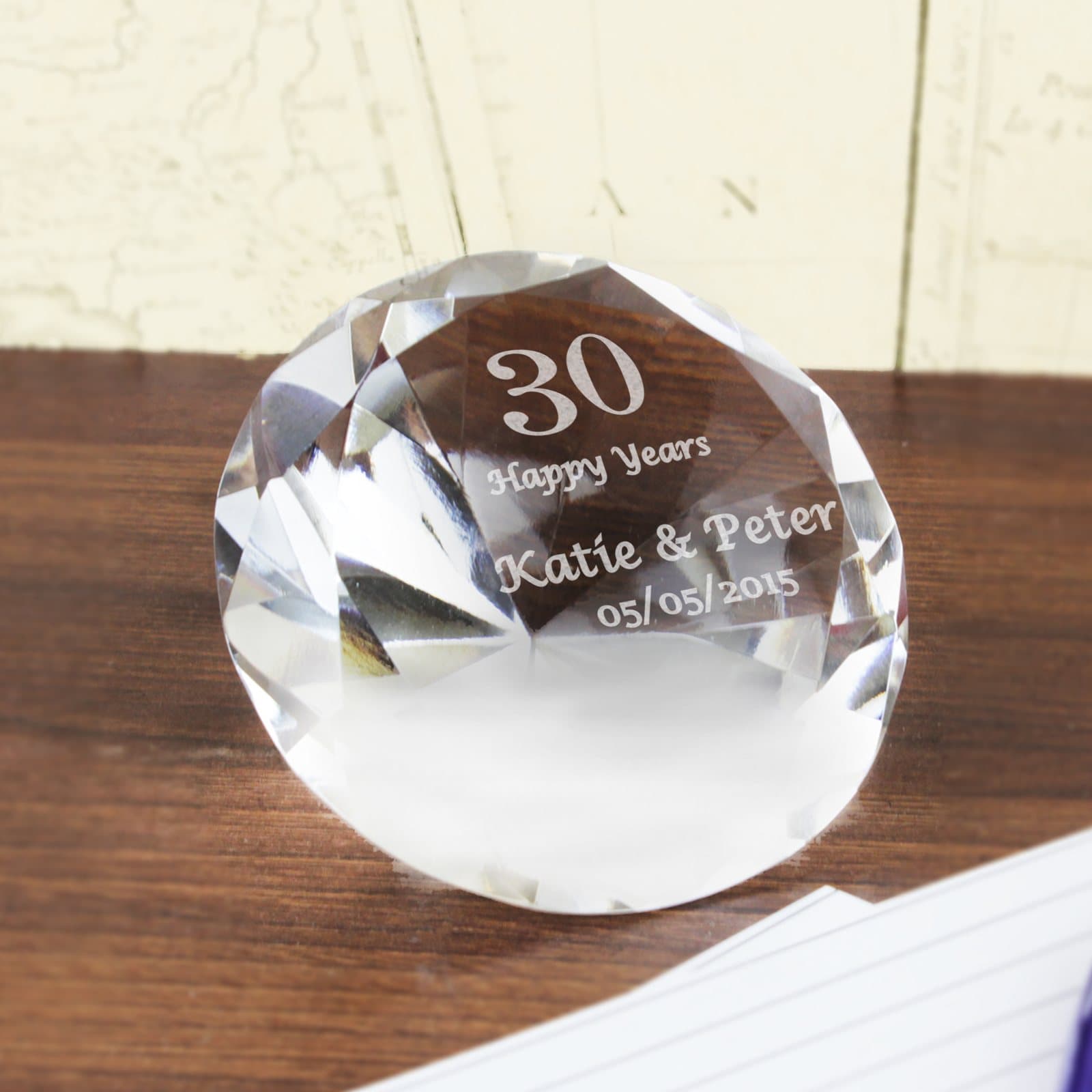 Diamond paperweight with a big number