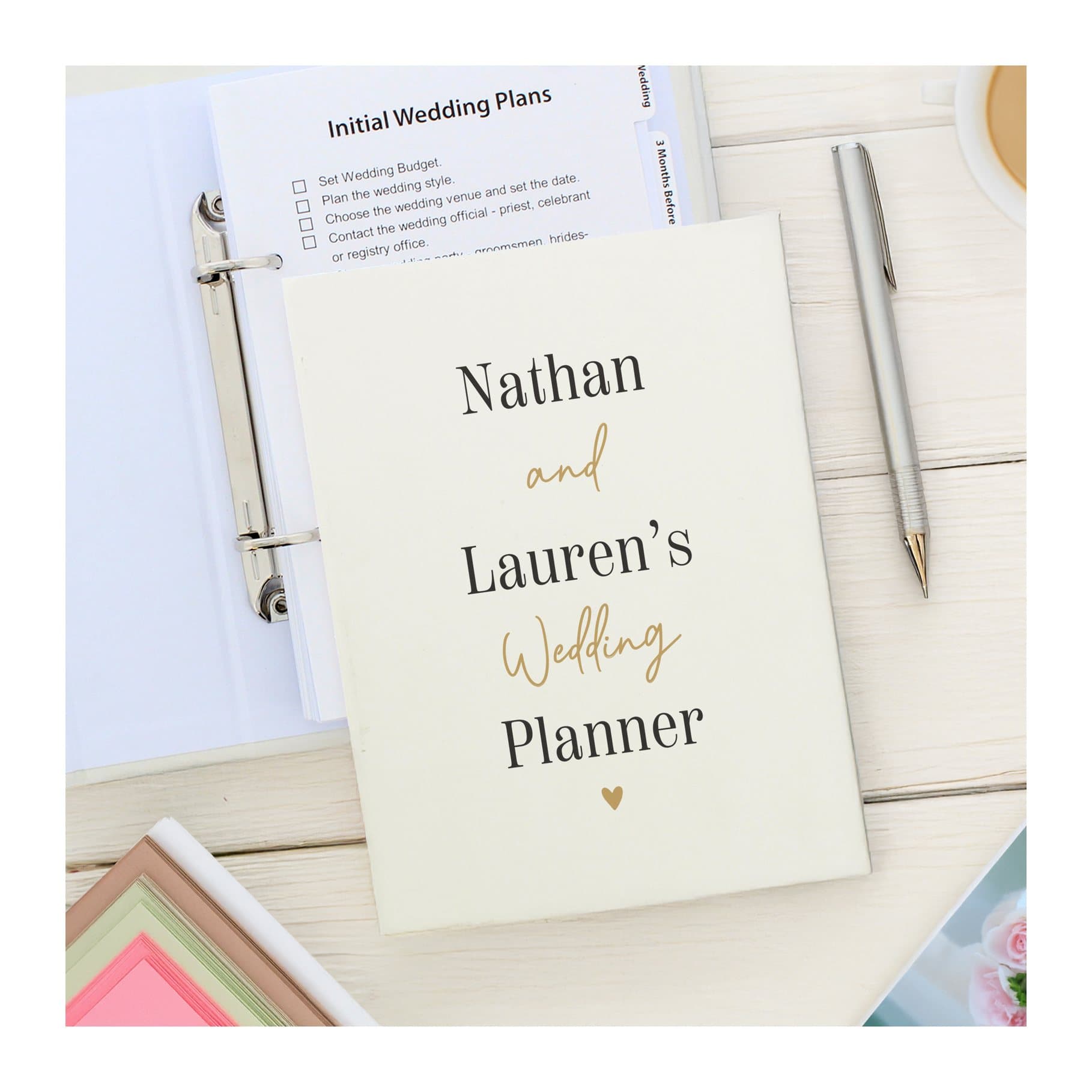 Personalised Black & Gold ring-bound wedding planner