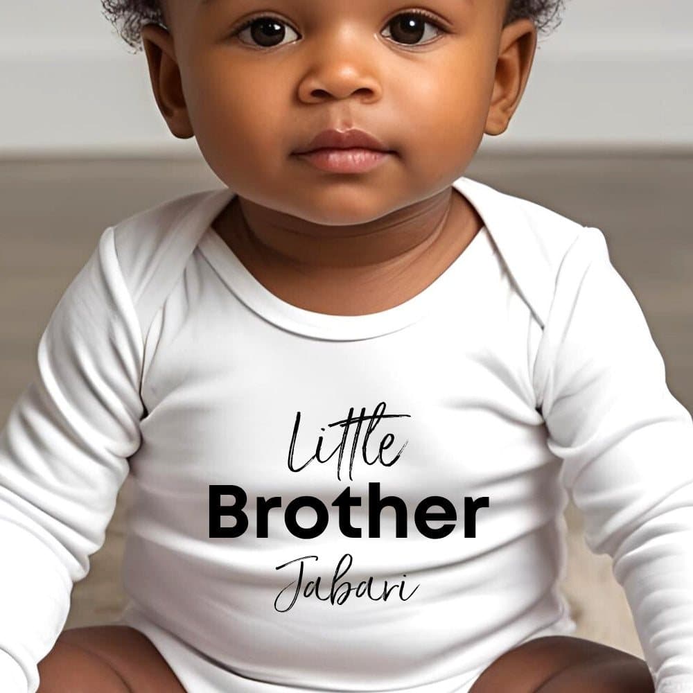 Black Little Brother design on a baby vest or babygrow
