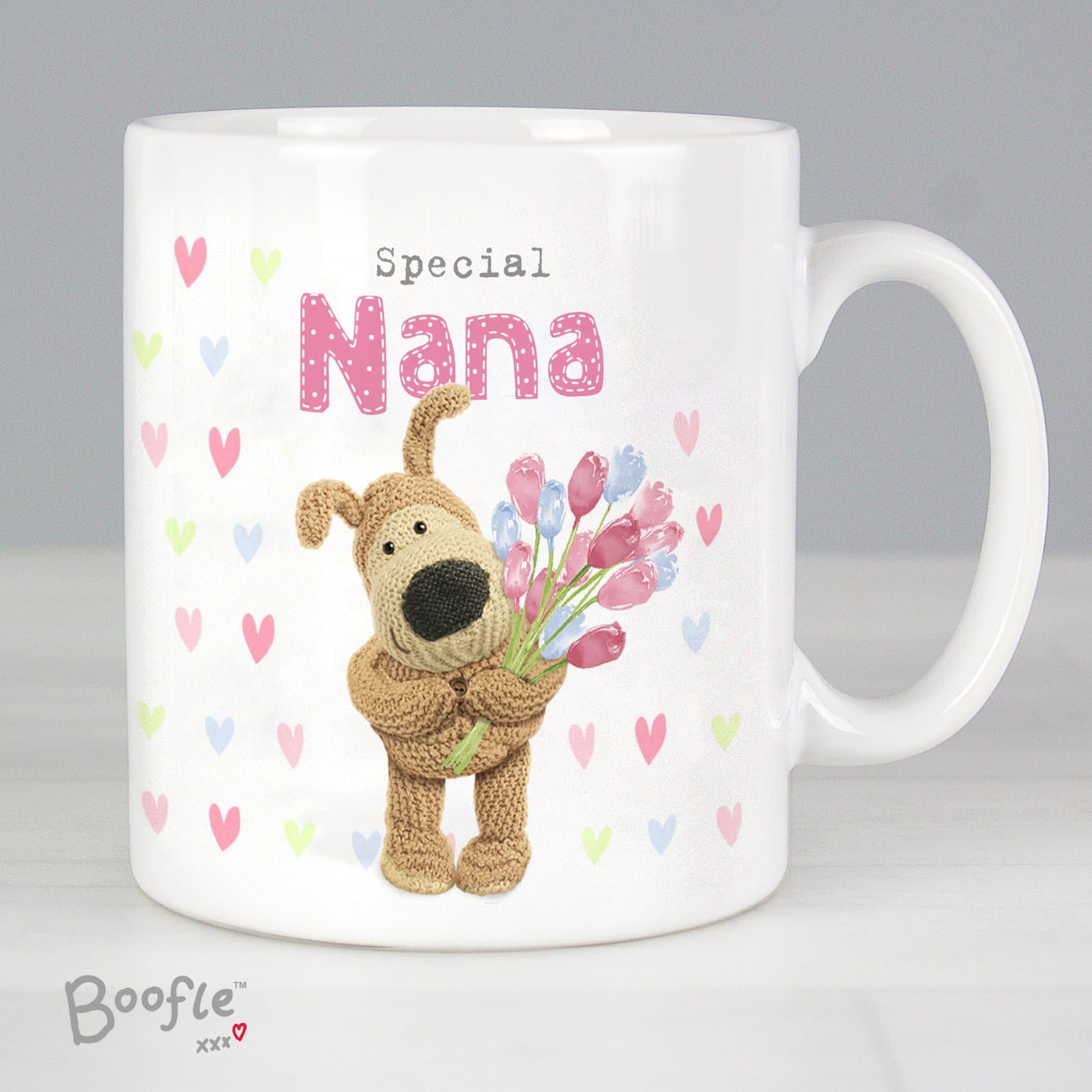 Personalised Boofle Birthday Flowers ceramic mug