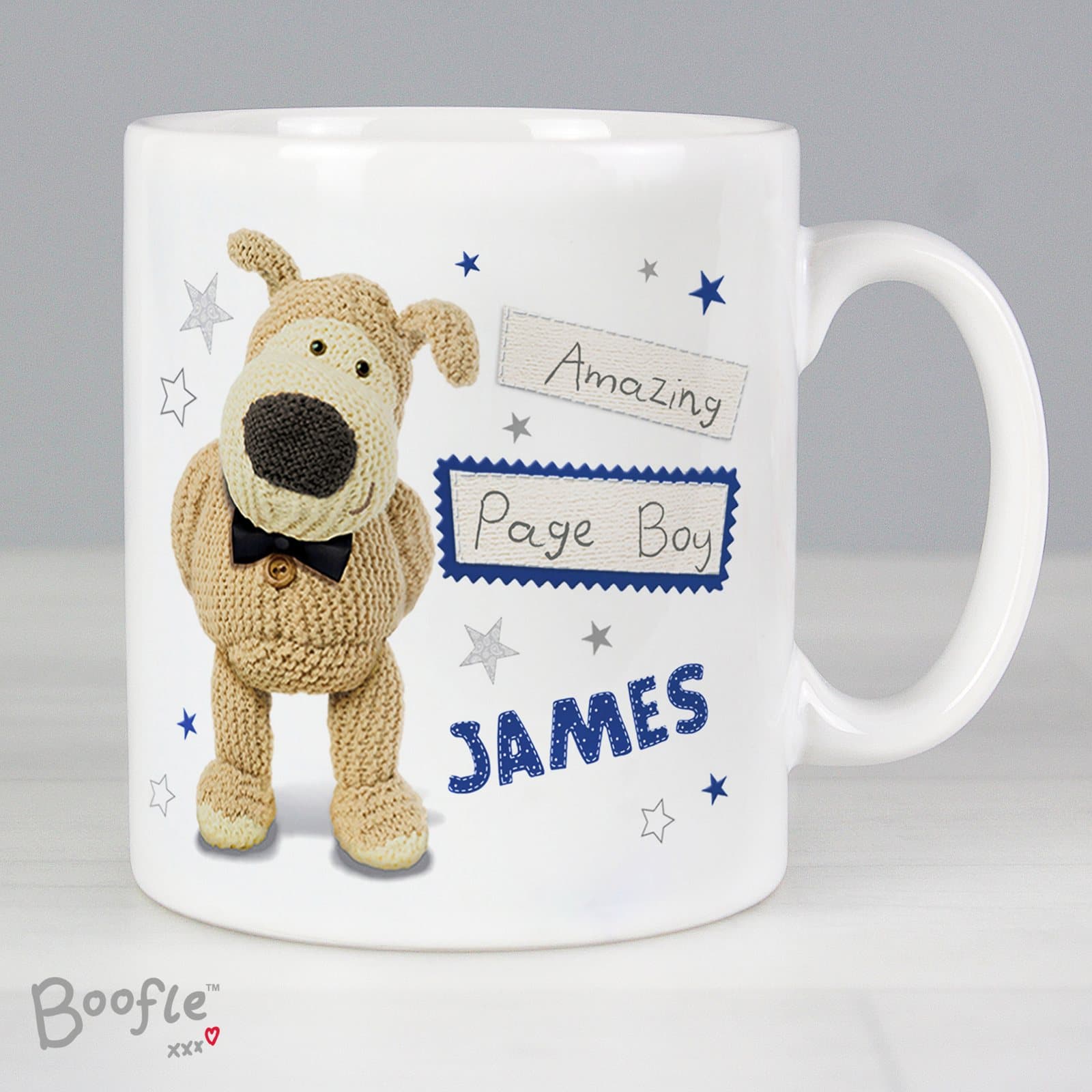 Personalised Boofle male wedding mug, a ceramic mug