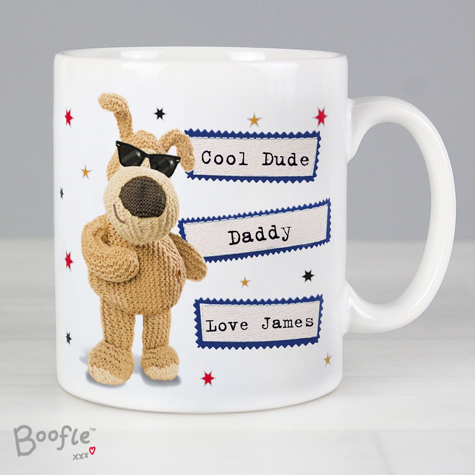 Personalised Boofle stars mug, a ceramic mug for him