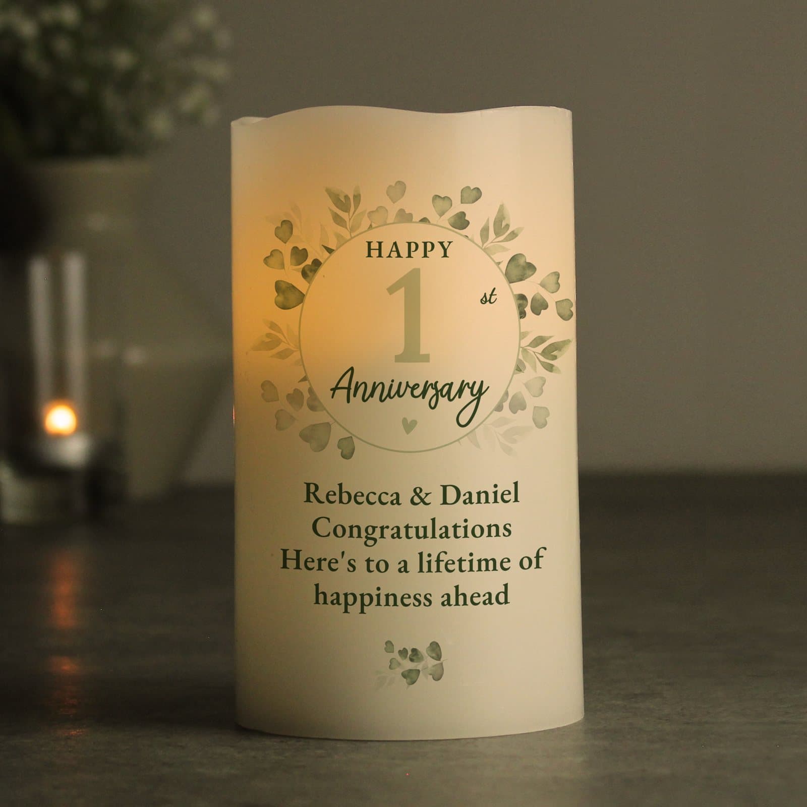 Personalised anniversary LED candle