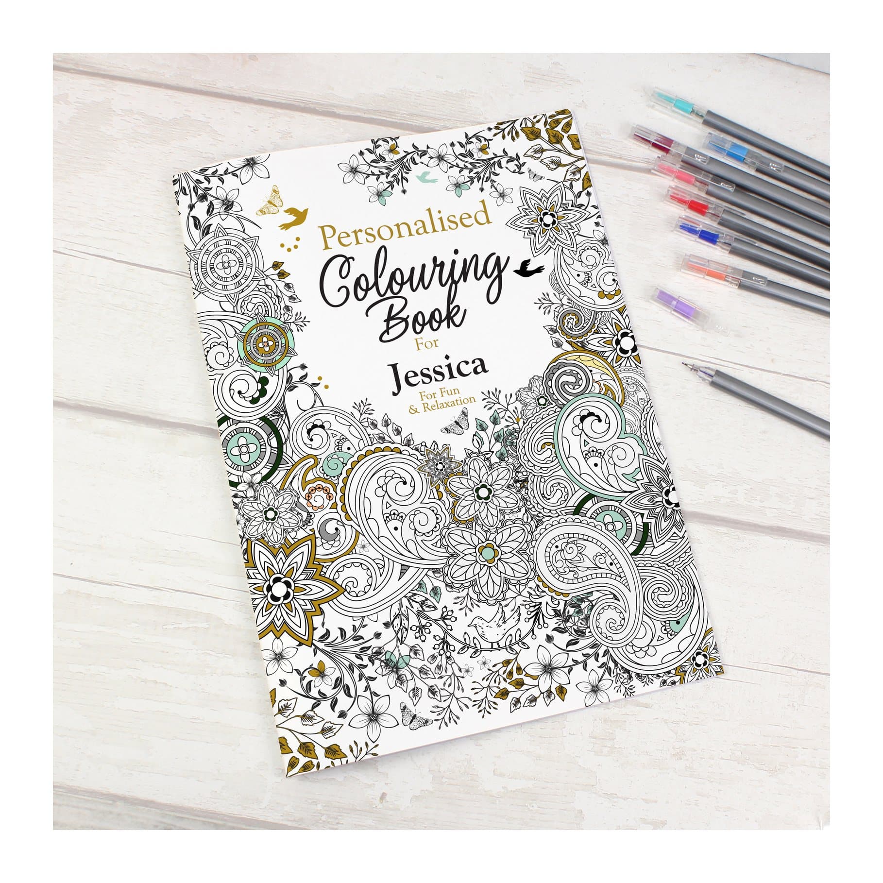 Personalised botanical colouring book, A4 size